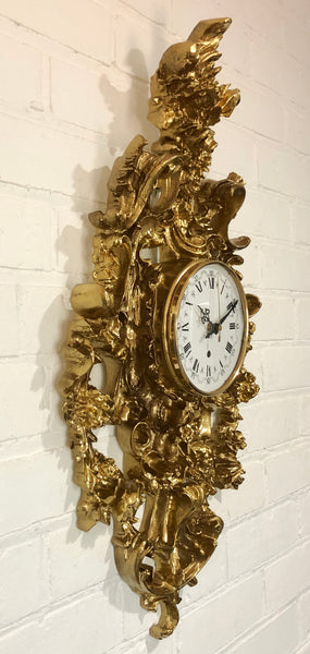 Vintage Ornate Figural Floral Gold Battery Wall Clock | Adelaide Clocks