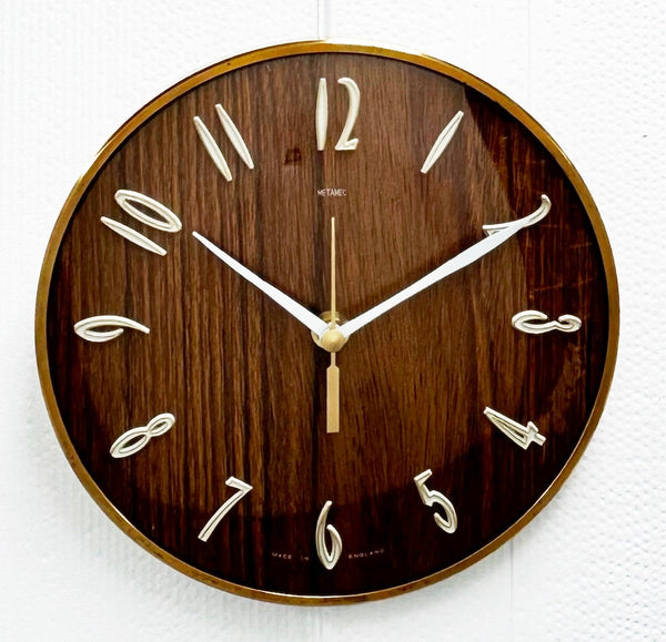 Vintage METAMEC Wood Grained Battery Wall Clock | Adelaide Clocks