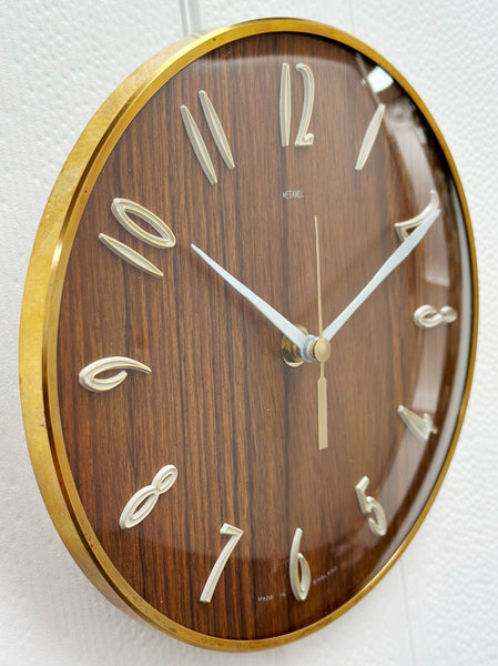 Vintage METAMEC Wood Grained Battery Wall Clock | Adelaide Clocks
