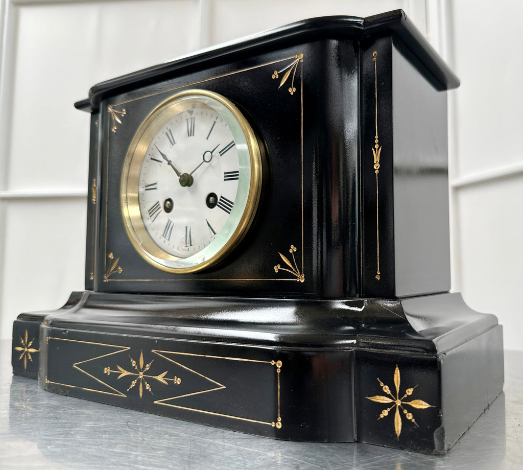 Antique French Slate Hammer on Bell Strike Pendulum Mantel Clock | Adelaide Clocks