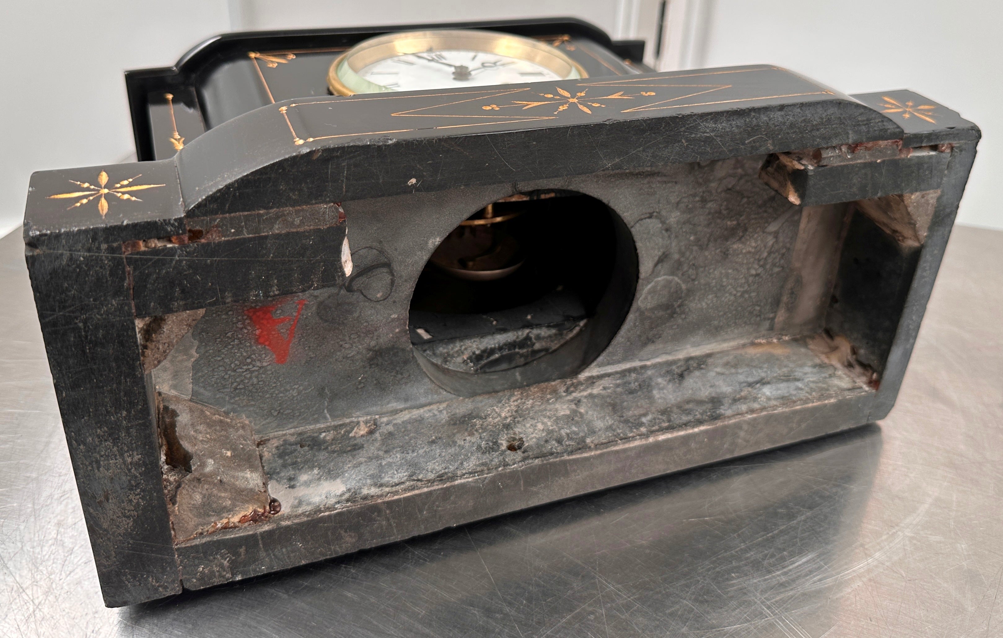 Antique French Slate Hammer on Bell Strike Pendulum Mantel Clock | Adelaide Clocks