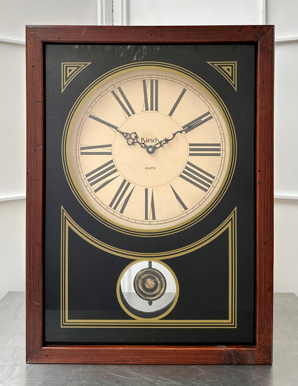 Vintage Wood & Glass Pendulum Battery Wall Clock | Adelaide Clocks
