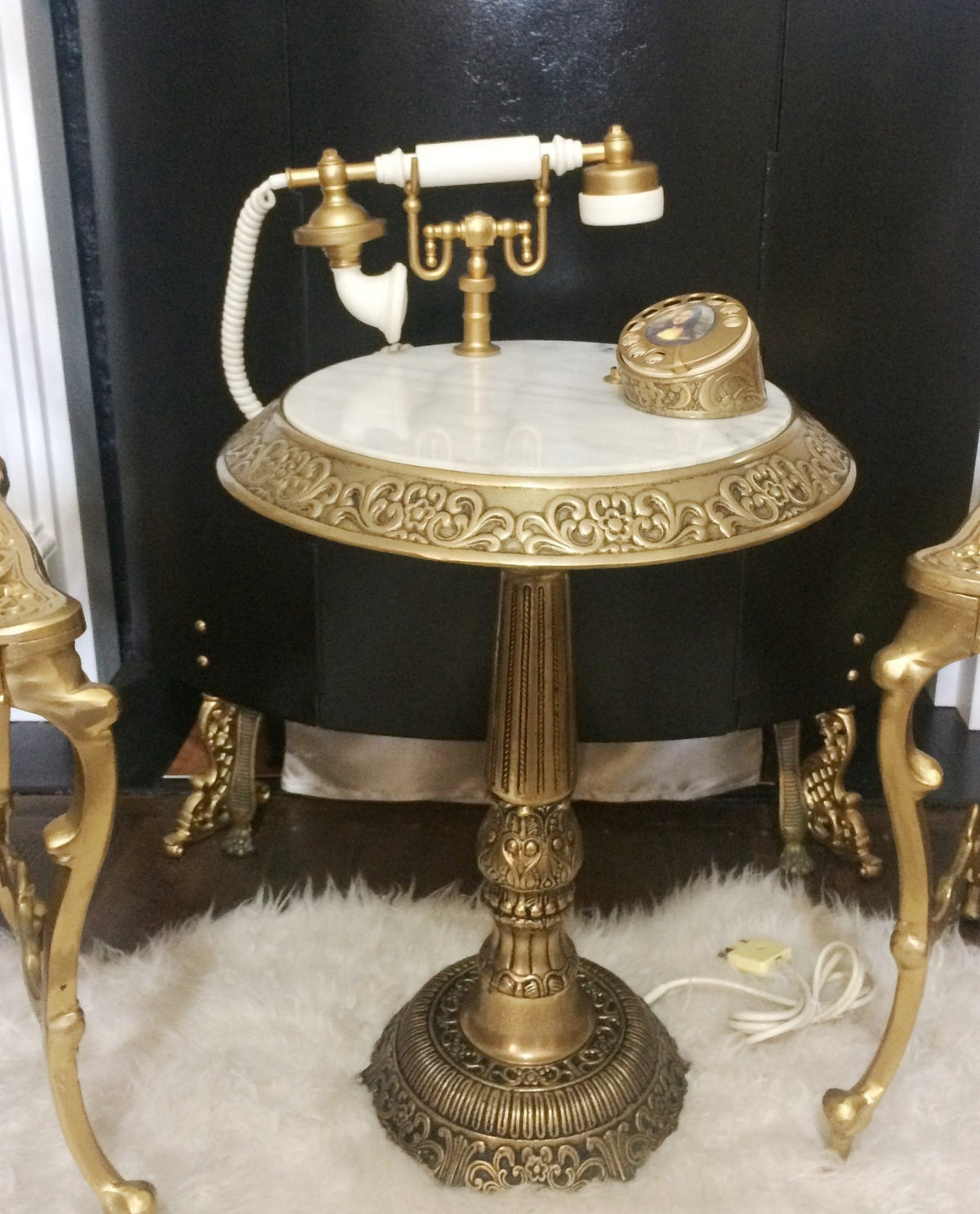 Vintage Marble and Brass Rotary Telephone Table | Adelaide Clocks 