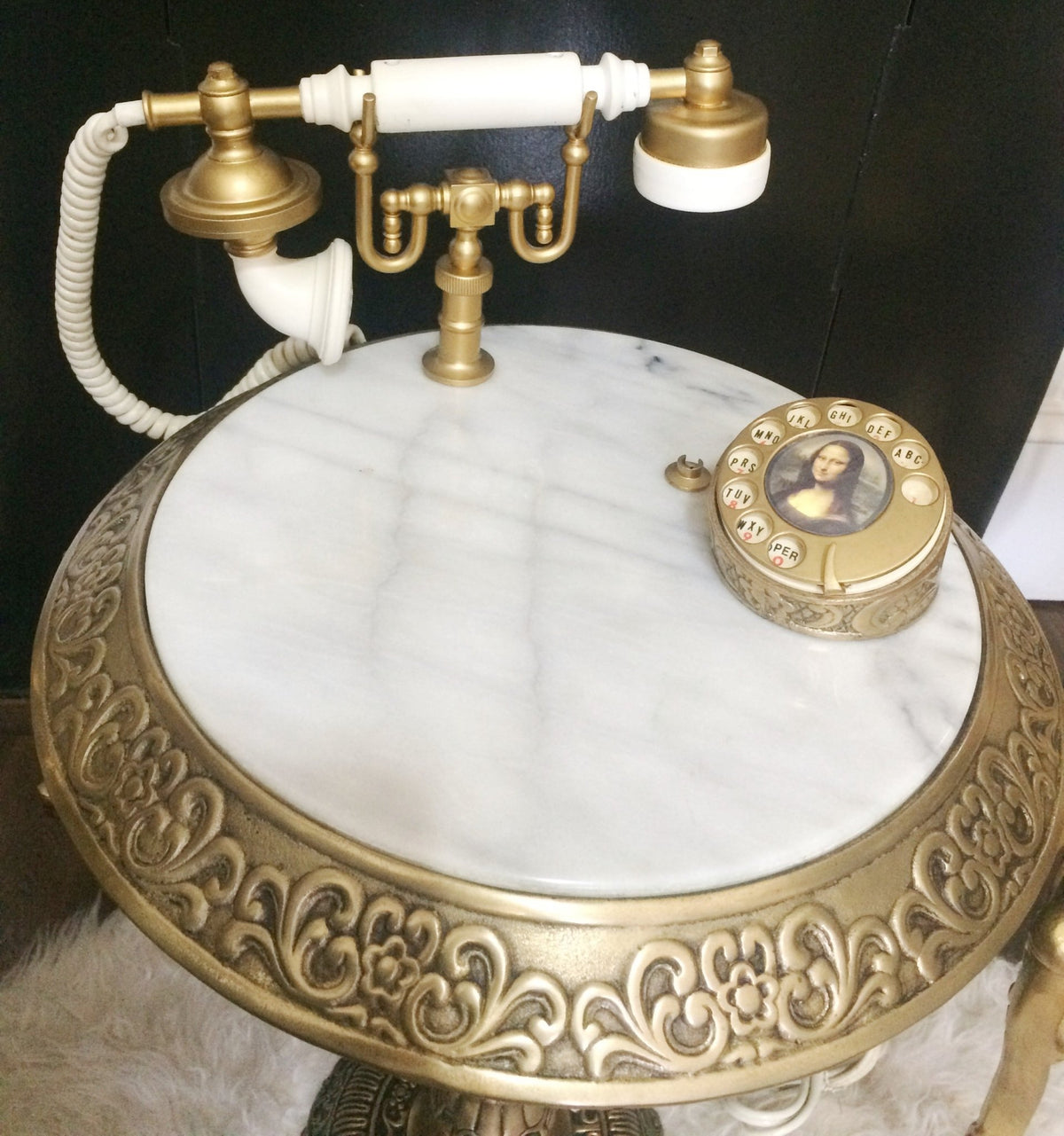 Vintage Marble and Brass Rotary Telephone Table | Adelaide Clocks 