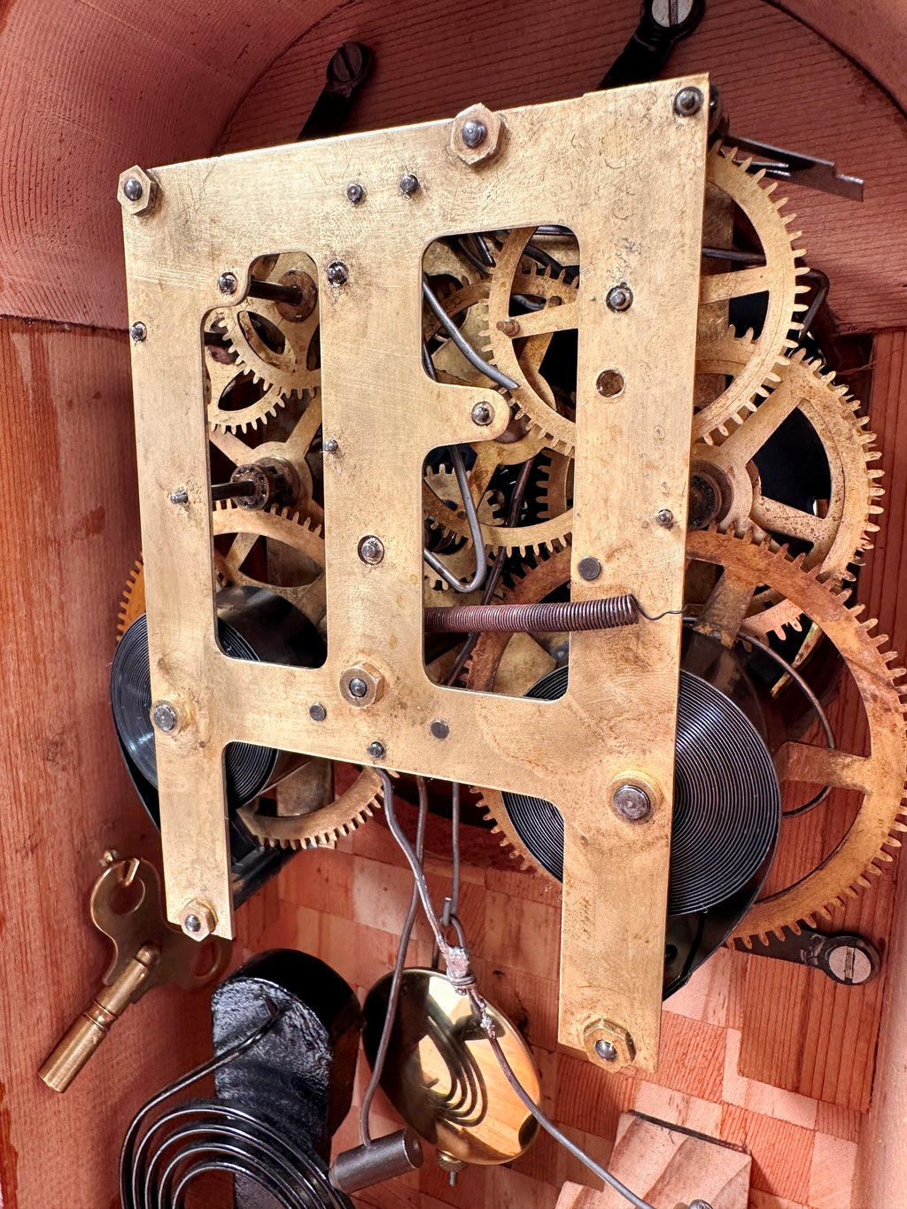 Antique Ingraham Bell & Pendulum on Coil Strike Mantel Clock | Adelaide Clocks