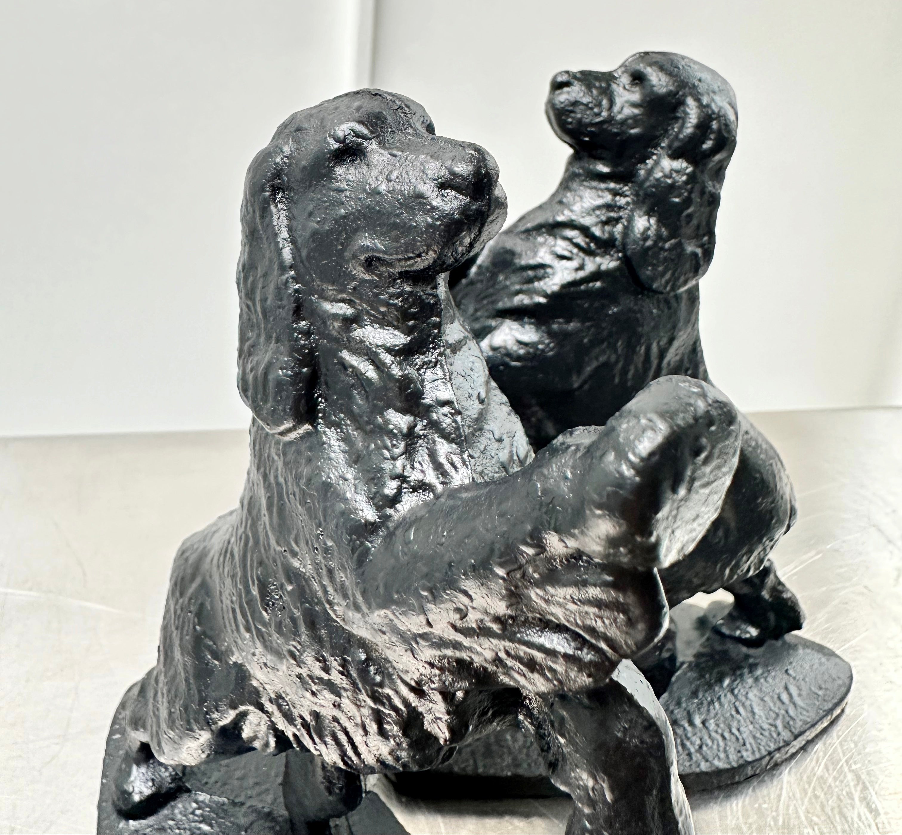 Vintage Pair Cocker Spaniel Dog Cast Iron Black Bookends | Adelaide Clocks