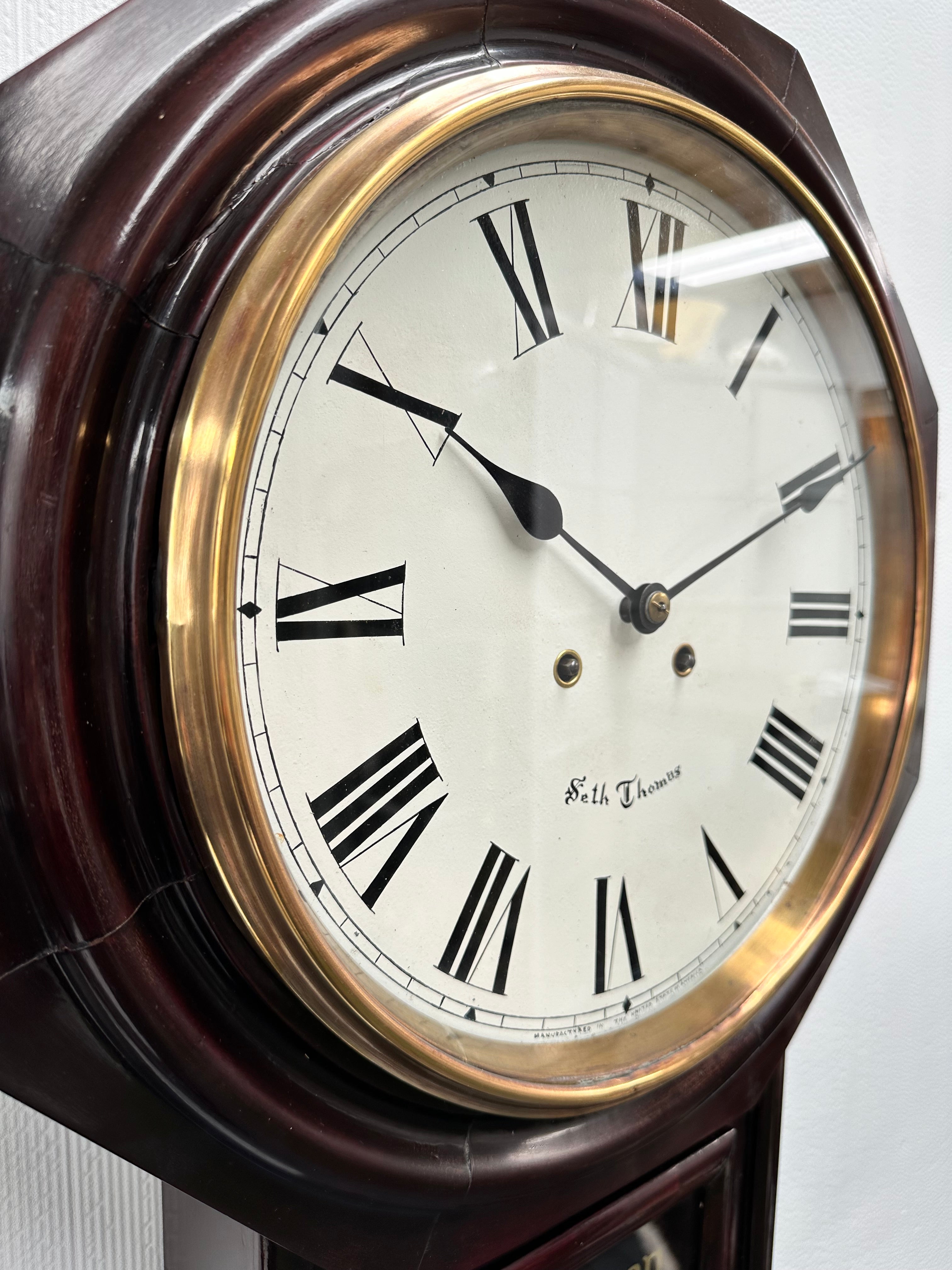 Antique Seth Thomas Regulator Octagon Hammer Strike Wall Clock | Adelaide Clocks