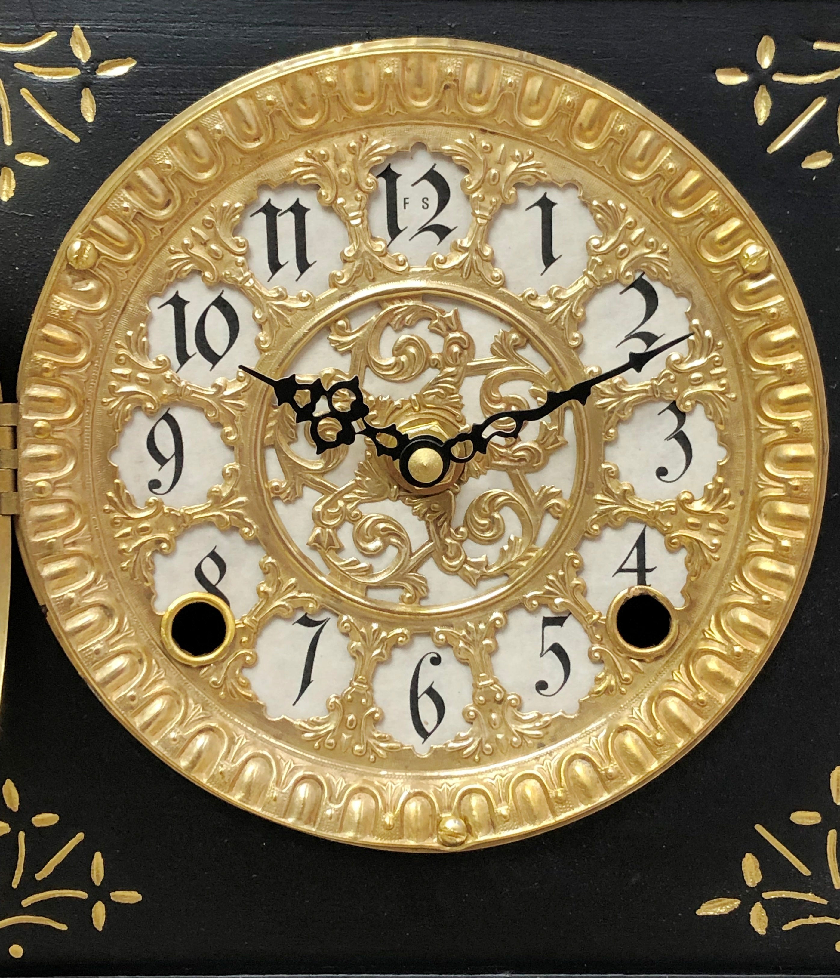 Antique ANSONIA Cast Iron Battery Mantel Clock | Adelaide Clocks