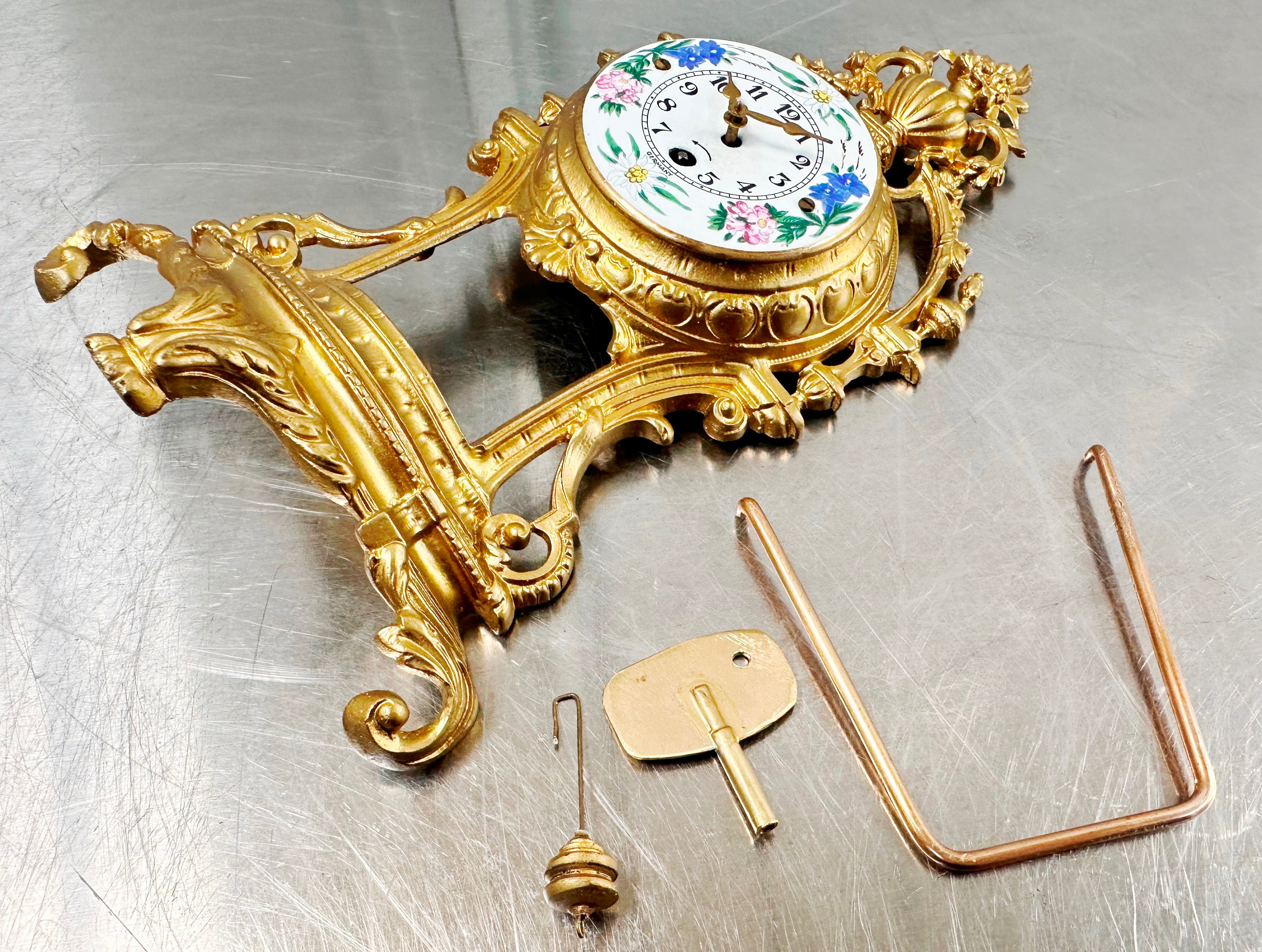 Antique Figural Floral Enameled German Desk Clock | Adelaide Clocks