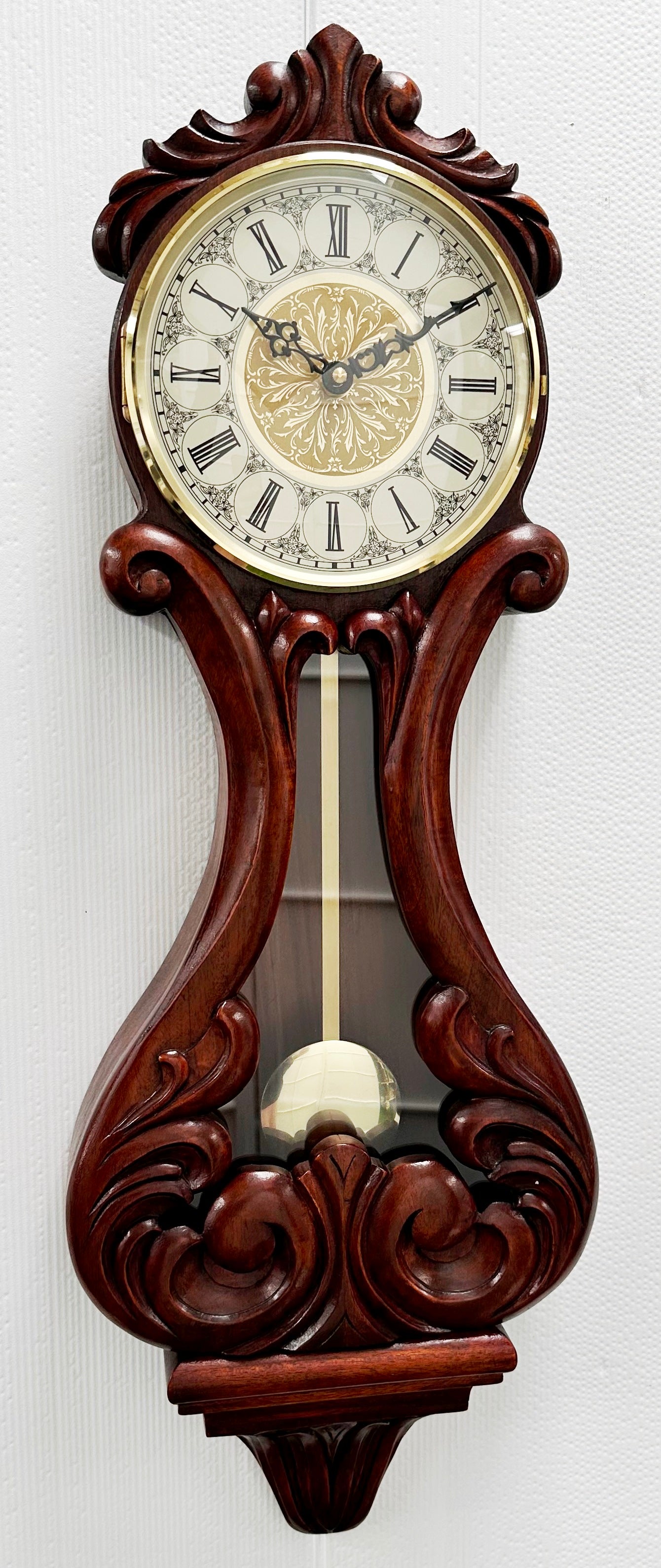 Vintage Figural Wooden Battery Pendulum Wall Clock | Adelaide Clocks