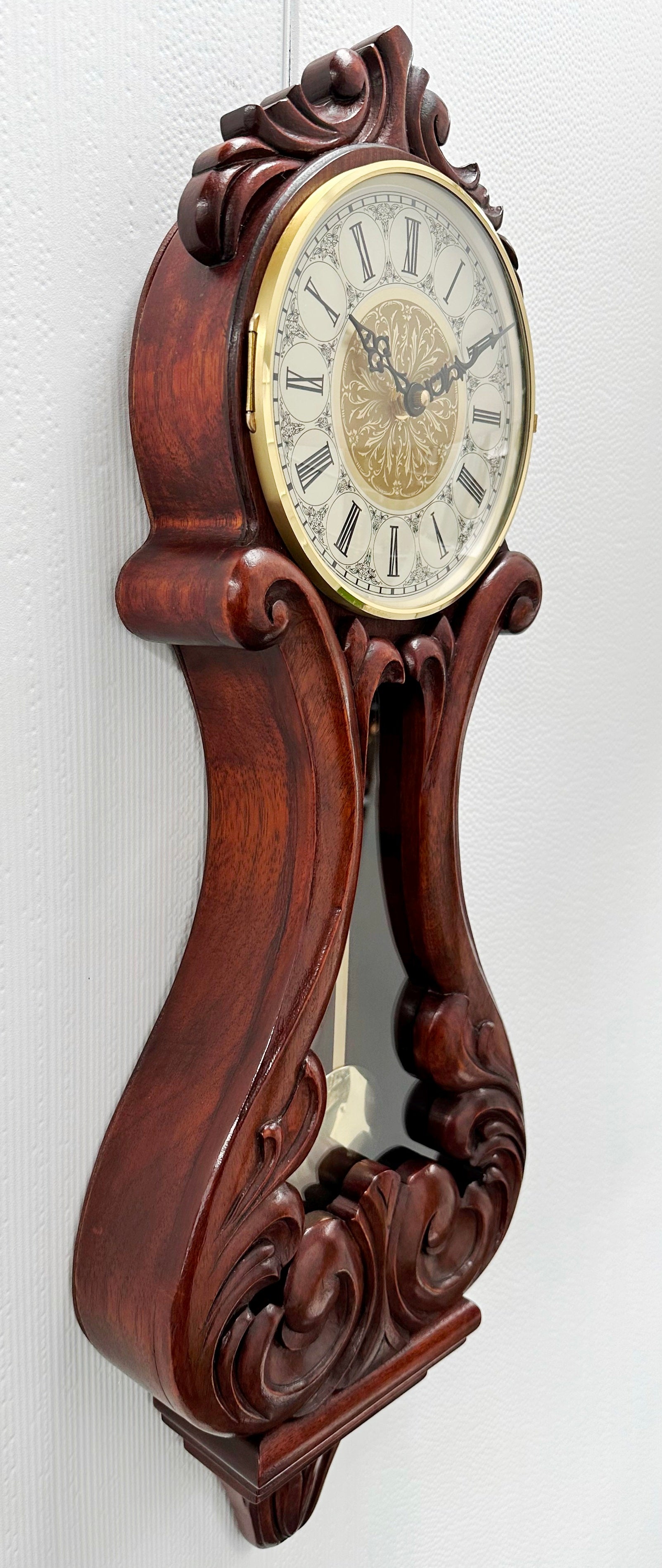 Vintage Figural Wooden Battery Pendulum Wall Clock | Adelaide Clocks
