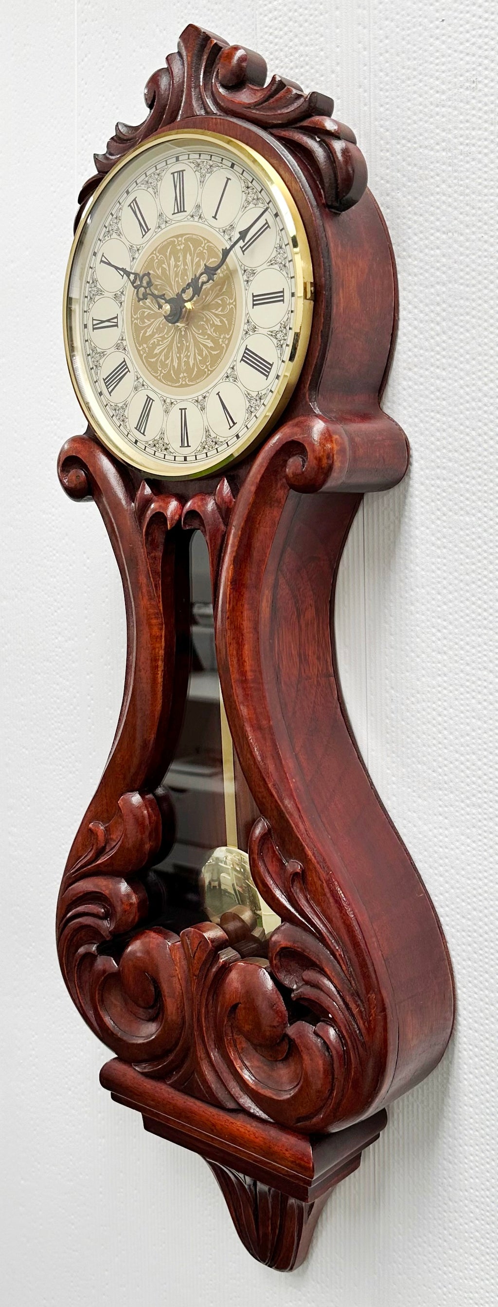 Vintage Figural Wooden Battery Pendulum Wall Clock | Adelaide Clocks