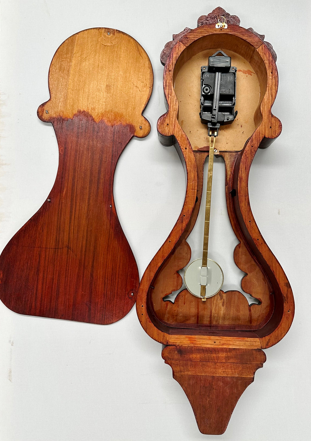 Vintage Figural Wooden Battery Pendulum Wall Clock | Adelaide Clocks