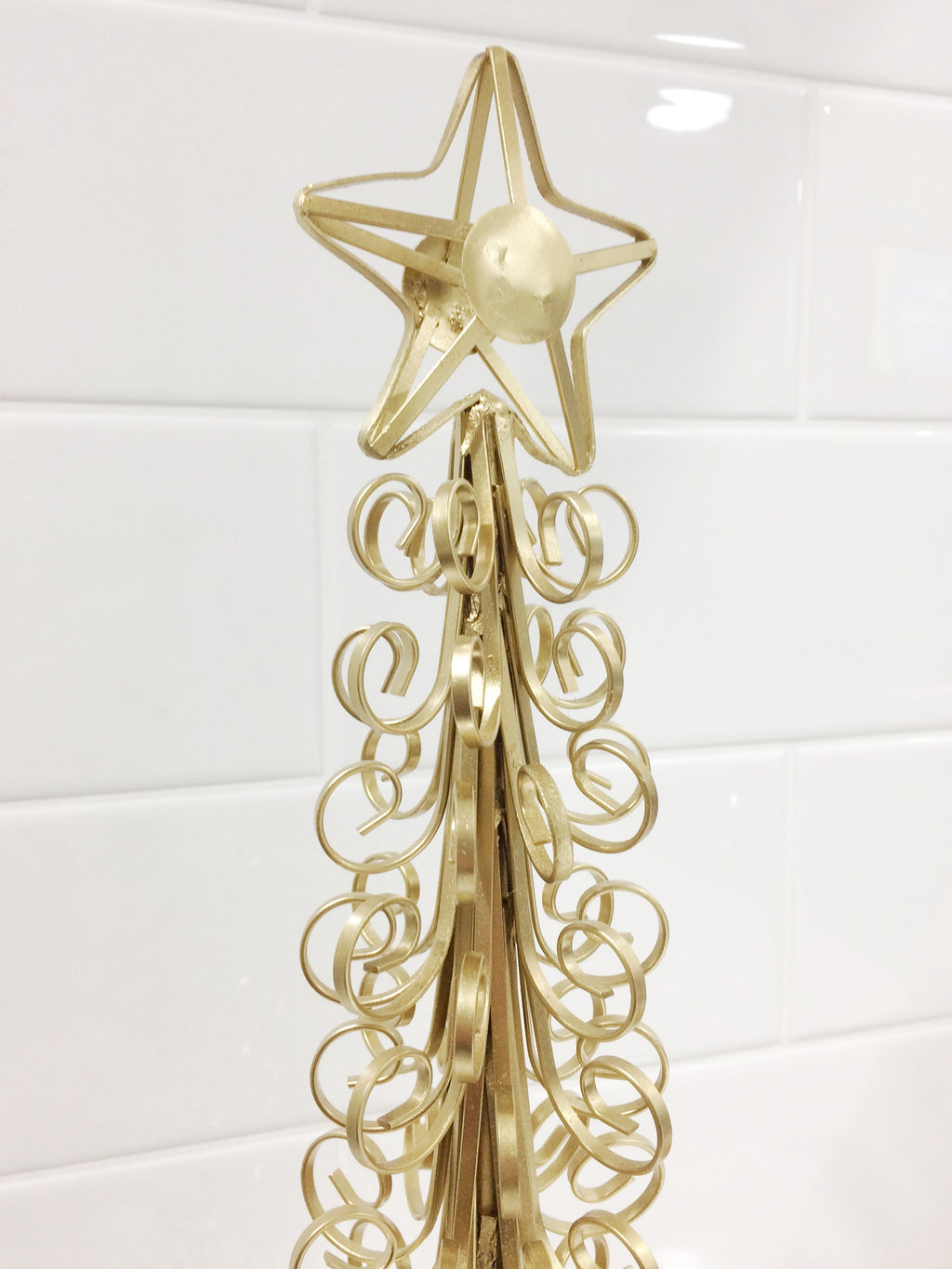 Gold Metal Christmas Tree Table Stand Decoration | Adelaide Clocks