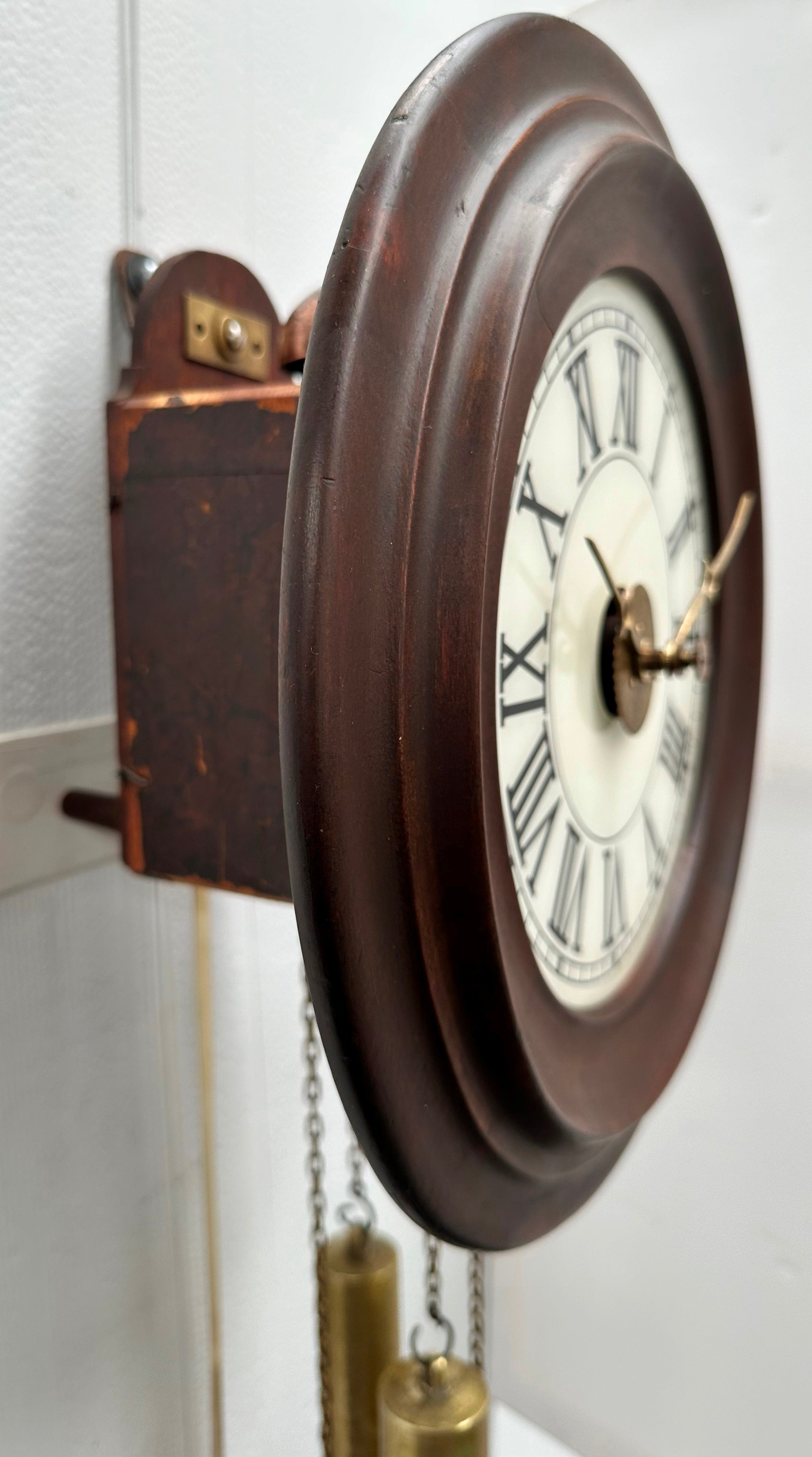 Antique Top Bell Alarm Strike Pendulum Wall Clock | Adelaide Clocks