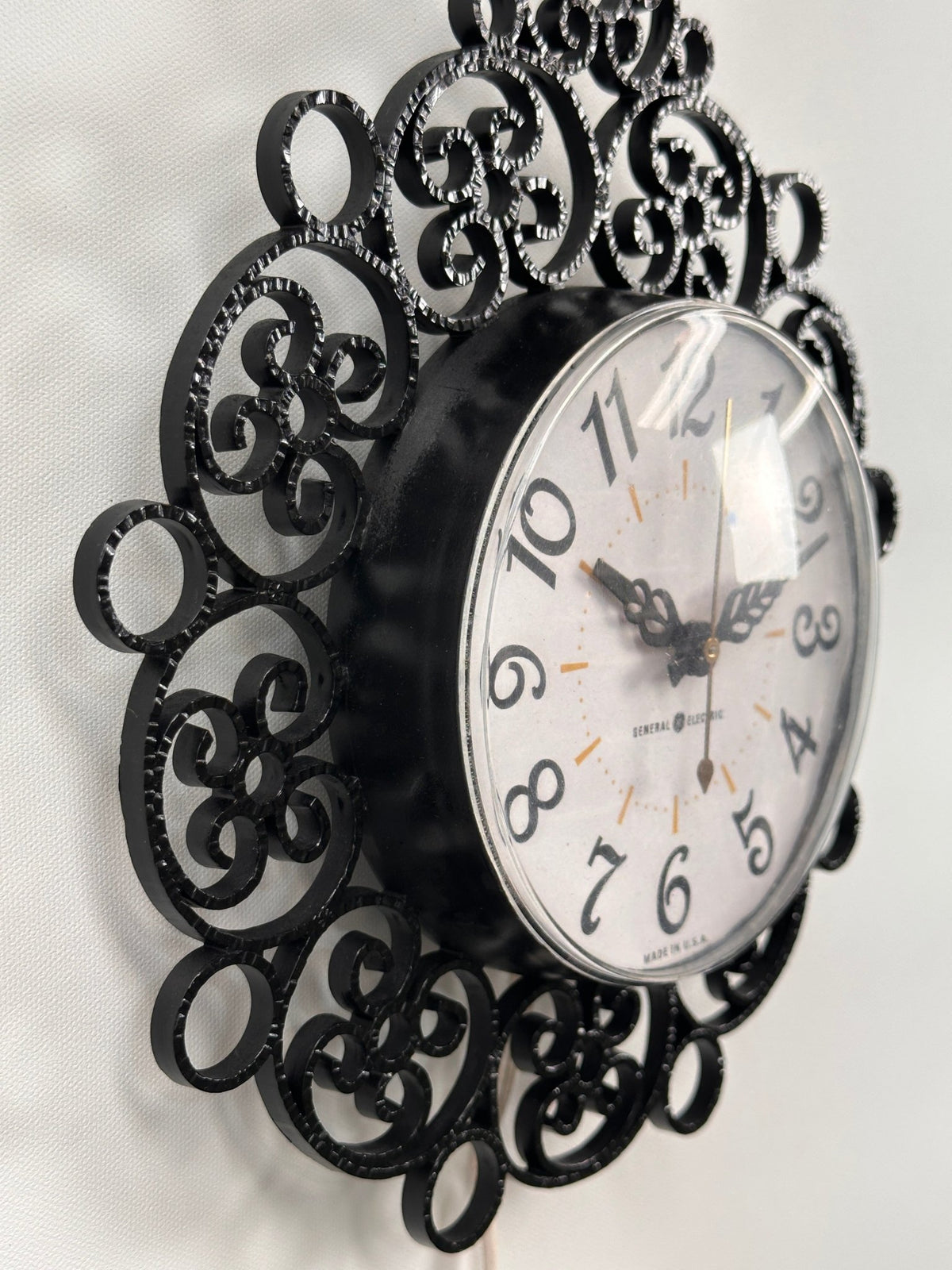 Vintage Black Bakelite Figural General Electric Wall Clock Made in USA | Adelaide Clocks