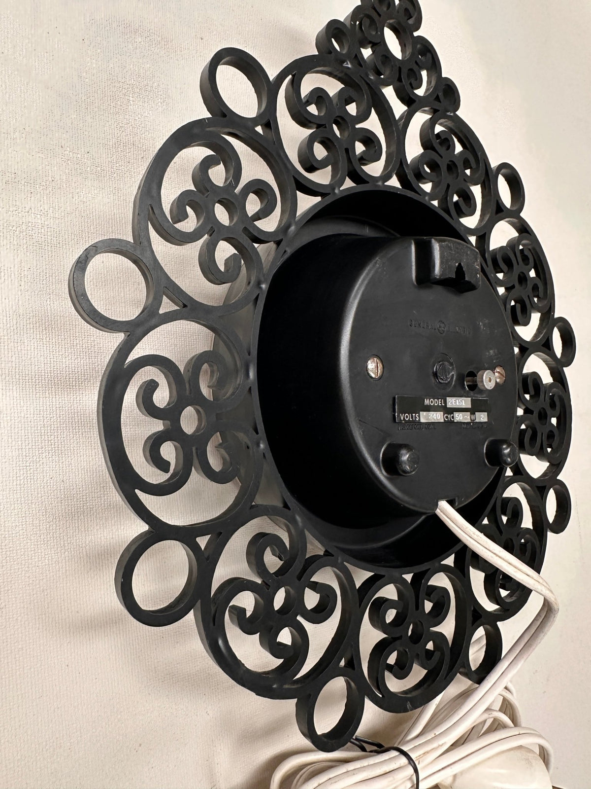Vintage Black Bakelite Figural General Electric Wall Clock Made in USA | Adelaide Clocks