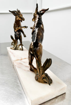 Antique Spelter Pair Goat Marble Bookends | Adelaide Clocks
