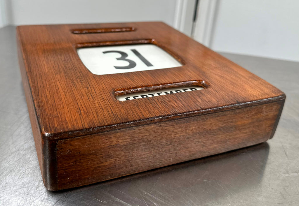 Vintage Perpetual Post Office Table Desk Wooden Calendar | Adelaide Clocks