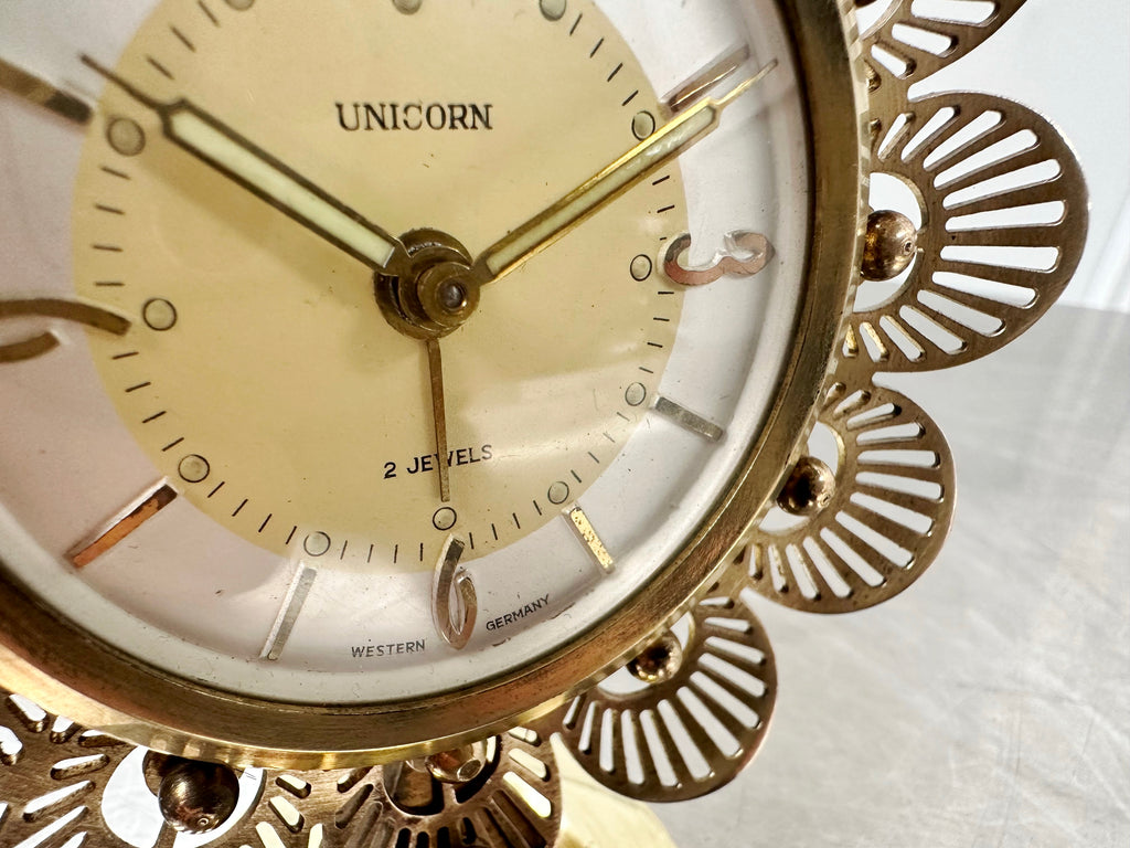 Vintage UNICORN German Starburst Petite Desk Alarm Clock | Adelaide Clocks