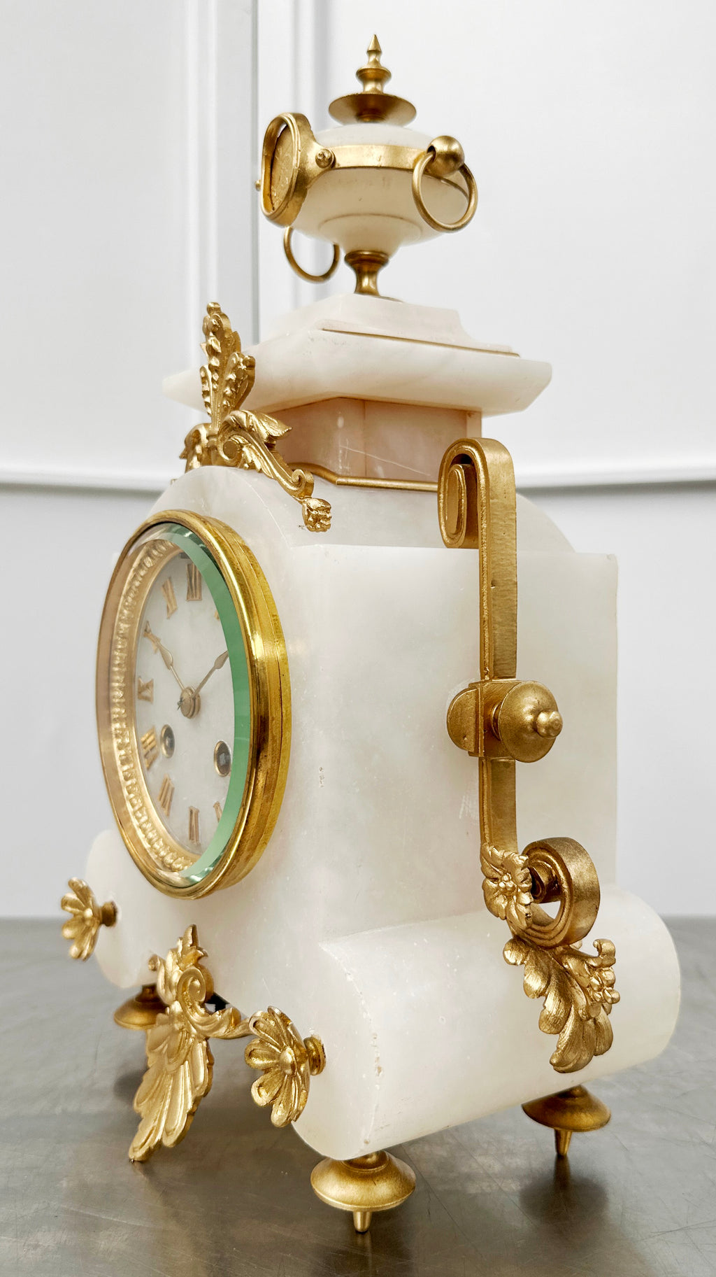 Antique French Alabaster Chameroy Ornate Mantel Clock | Adelaide Clocks