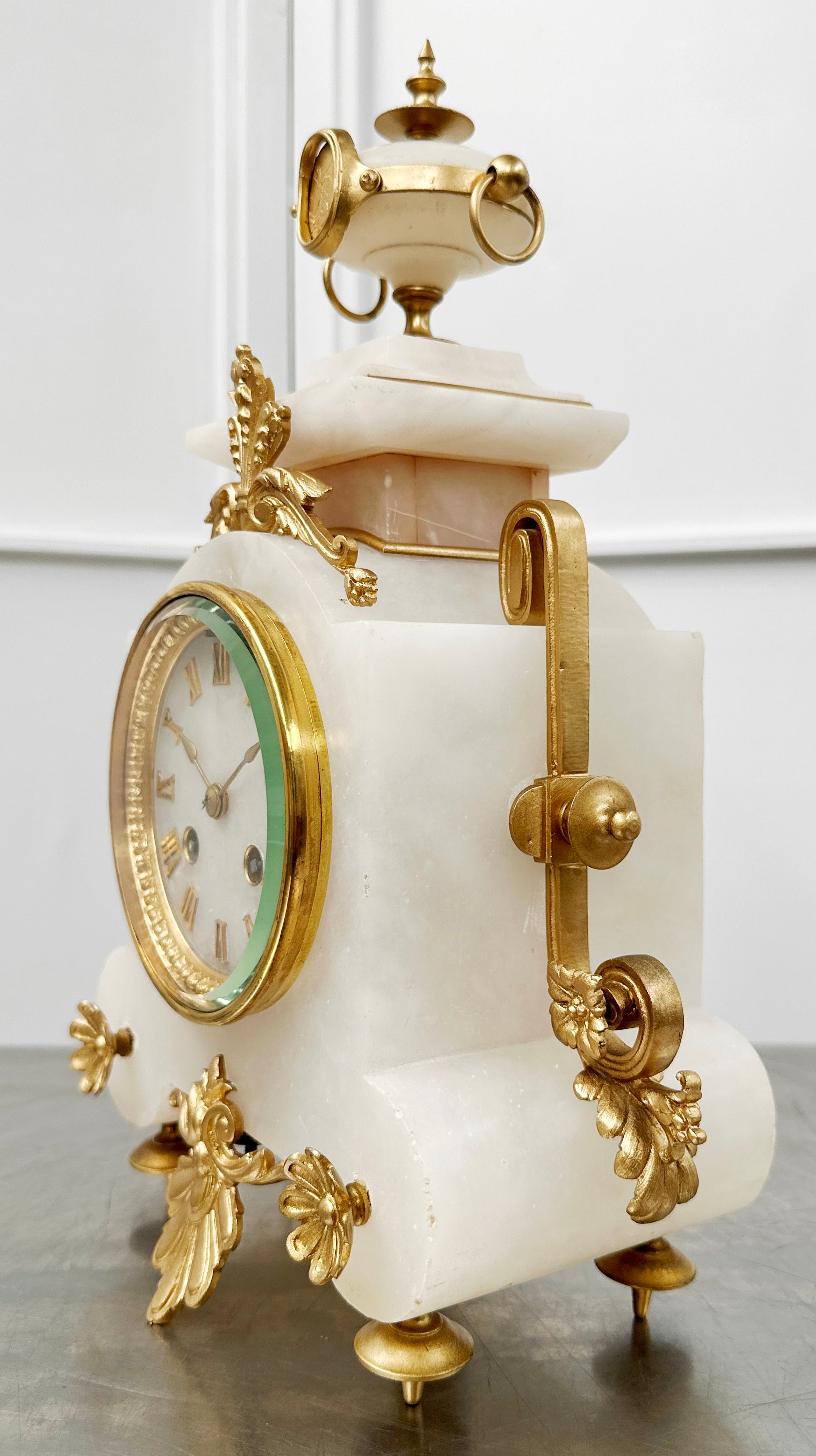 Antique French Alabaster Chameroy Ornate Mantel Clock | Adelaide Clocks
