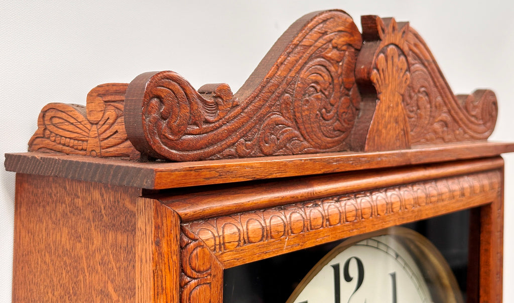 Antique Oak Wood GILBERT Wall Clock with Silent Tick-Tock Movement | Adelaide Clocks