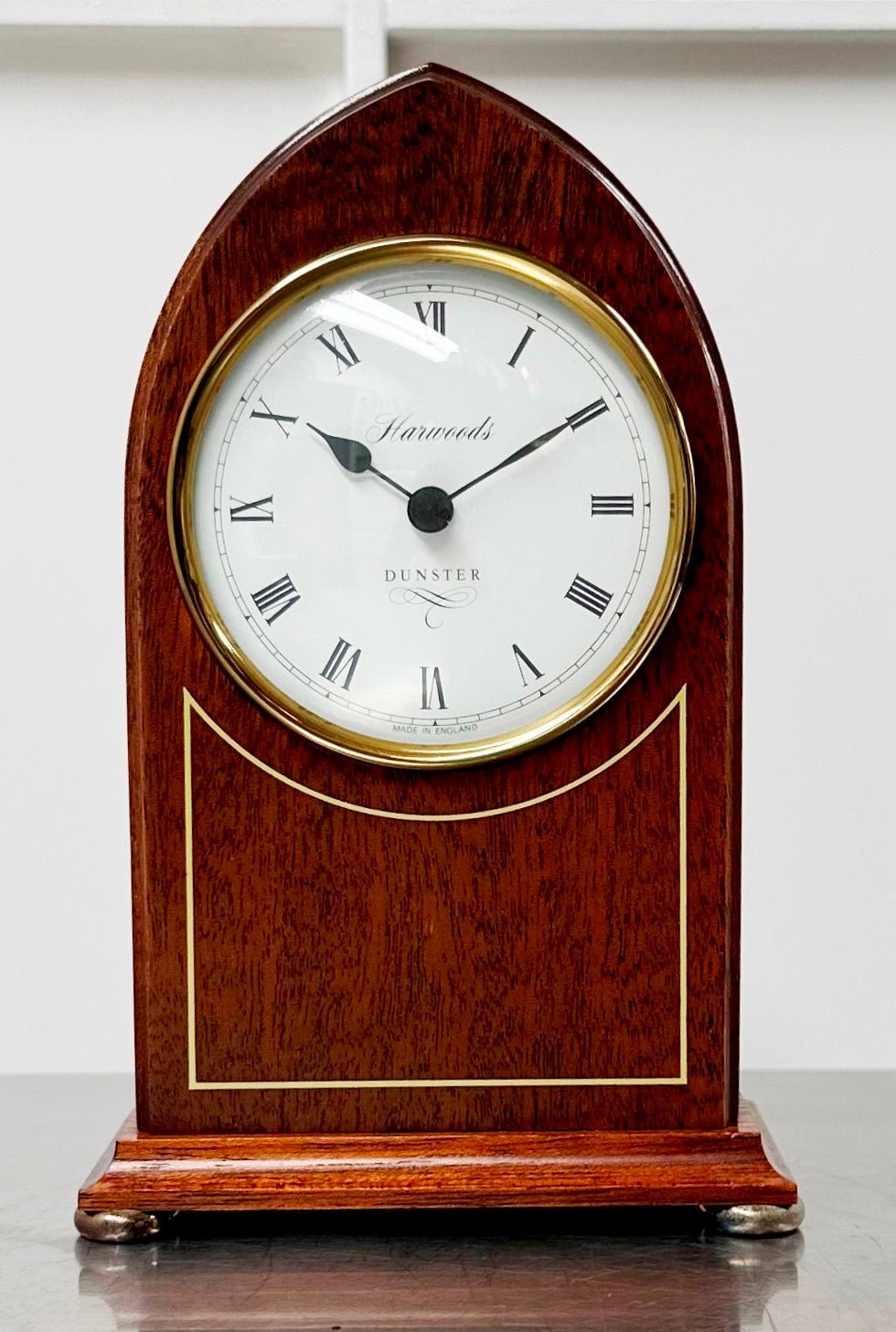 Vintage Harwoods England Cathedral Walnut Battery Mantel Clock | Adelaide Clocks