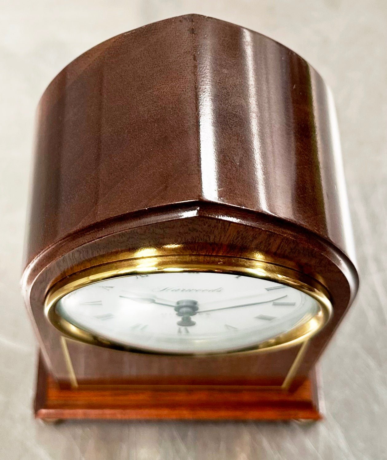 Vintage Harwoods England Cathedral Walnut Battery Mantel Clock | Adelaide Clocks
