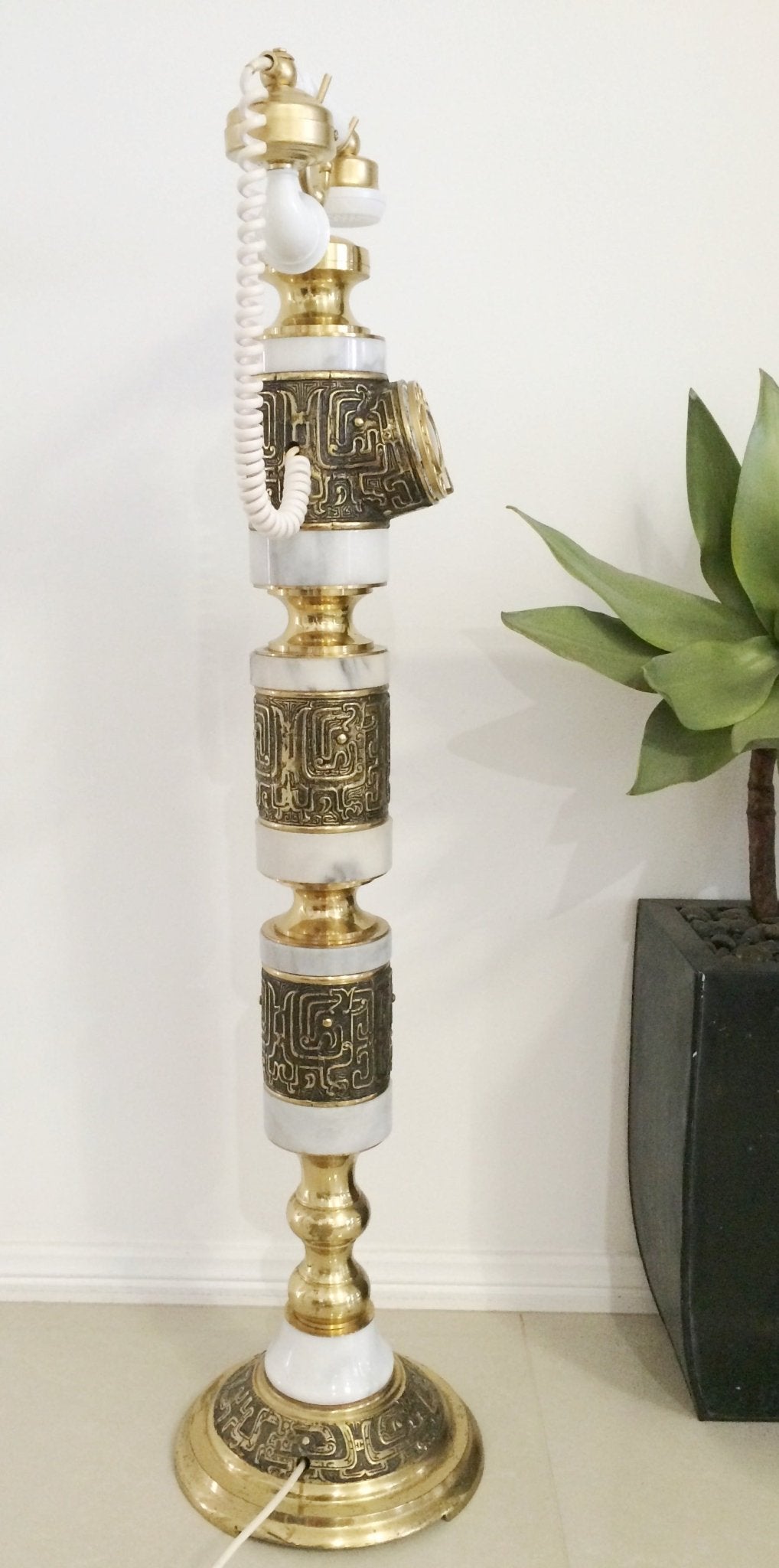 Vintage Marble and Brass Pedestal Rotary Telephone Stand | Adelaide Clocks 