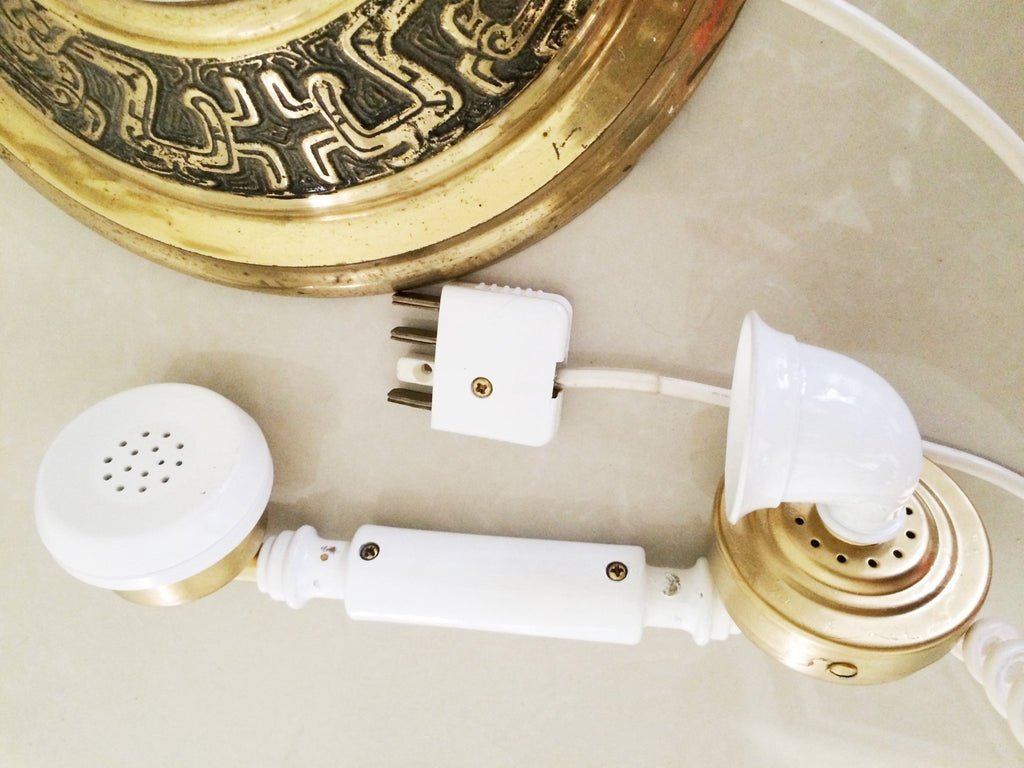 Vintage Marble and Brass Pedestal Rotary Telephone Stand | Adelaide Clocks 