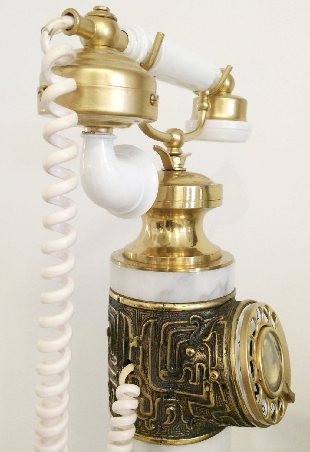 Vintage Marble and Brass Pedestal Rotary Telephone Stand | Adelaide Clocks 