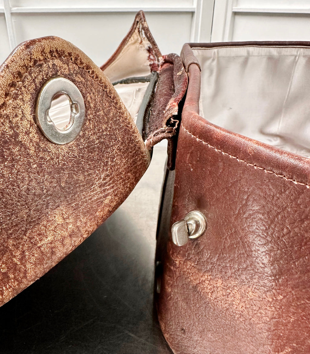 Vintage Leather Hat Box Travel Case | Adelaide Clocks