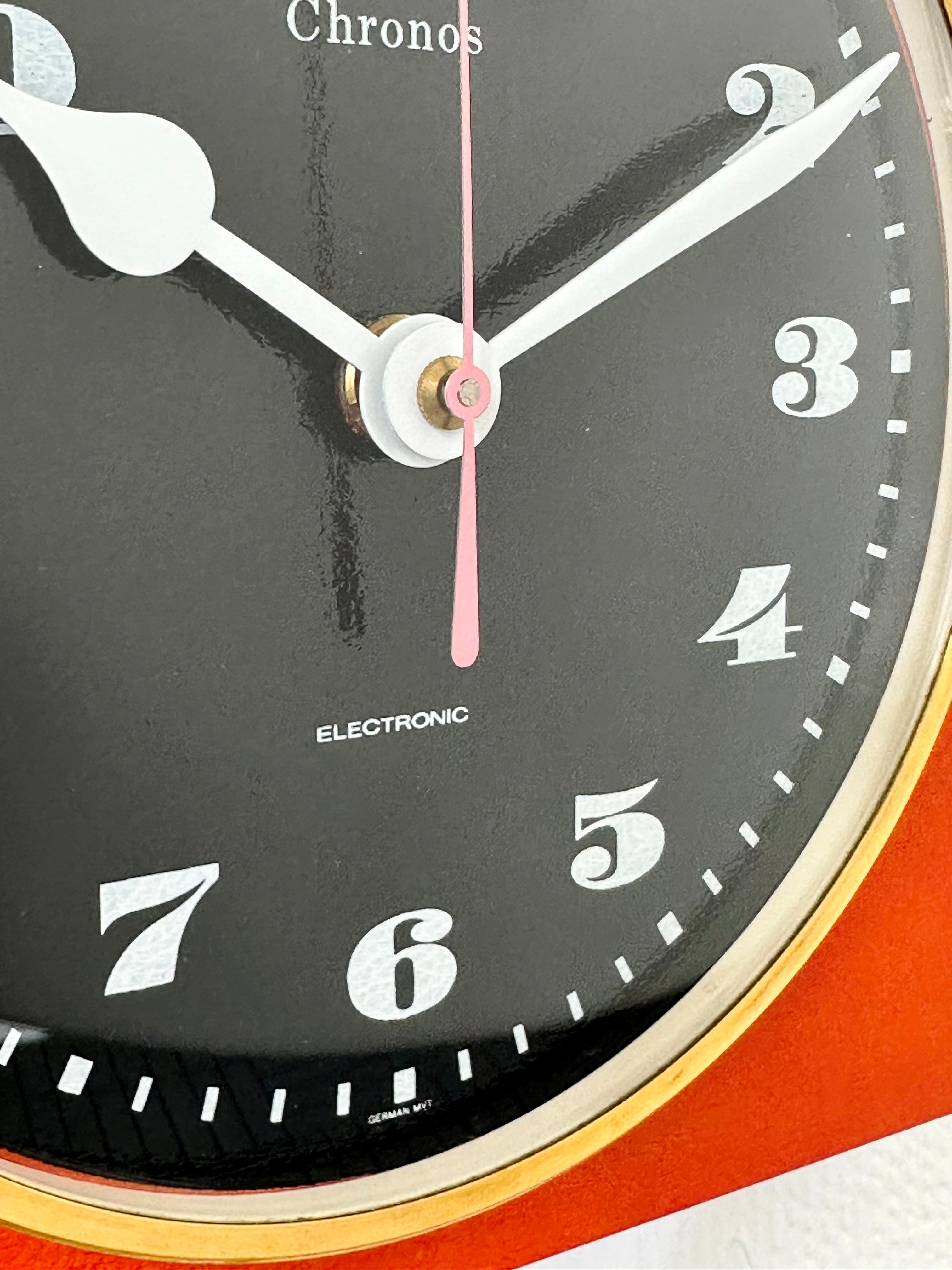Vintage Retro Orange CHRONOS Electronic Kitchen Wall Clock | Adelaide Clocks