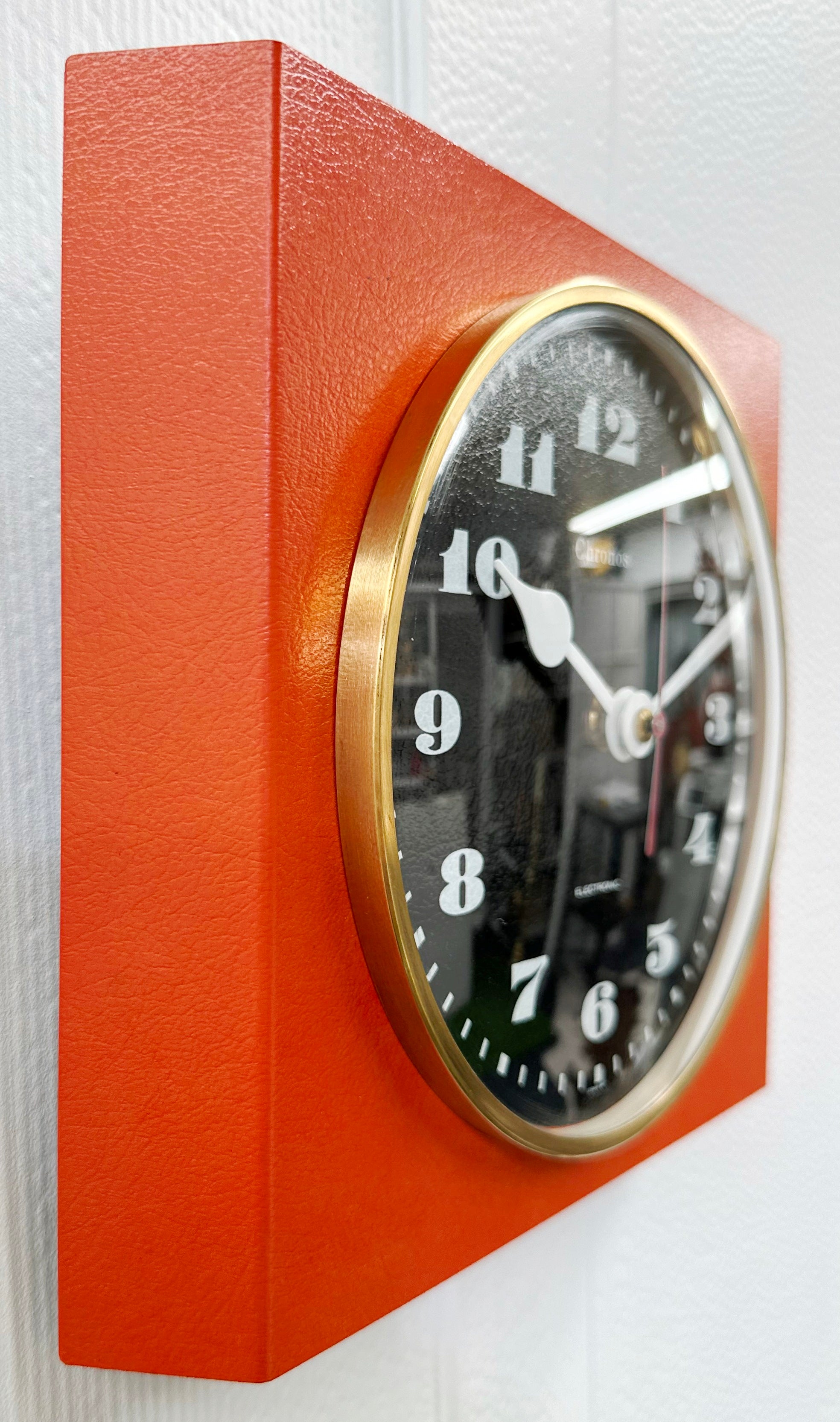 Vintage Retro Orange CHRONOS Electronic Kitchen Wall Clock | Adelaide Clocks