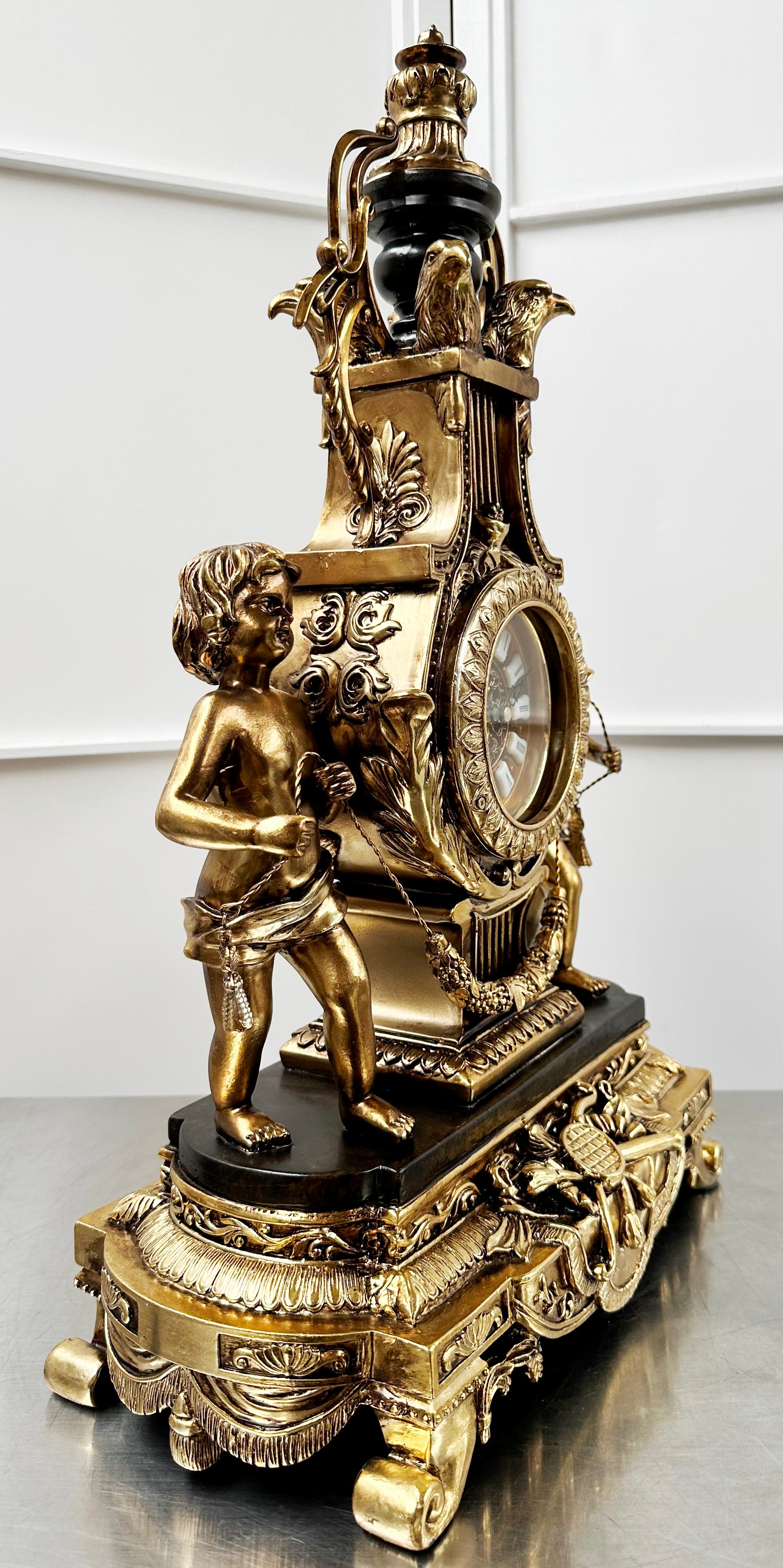 Vintage Figural Cherub Cupid Eagle Battery Mantel Clock | Adelaide Clocks