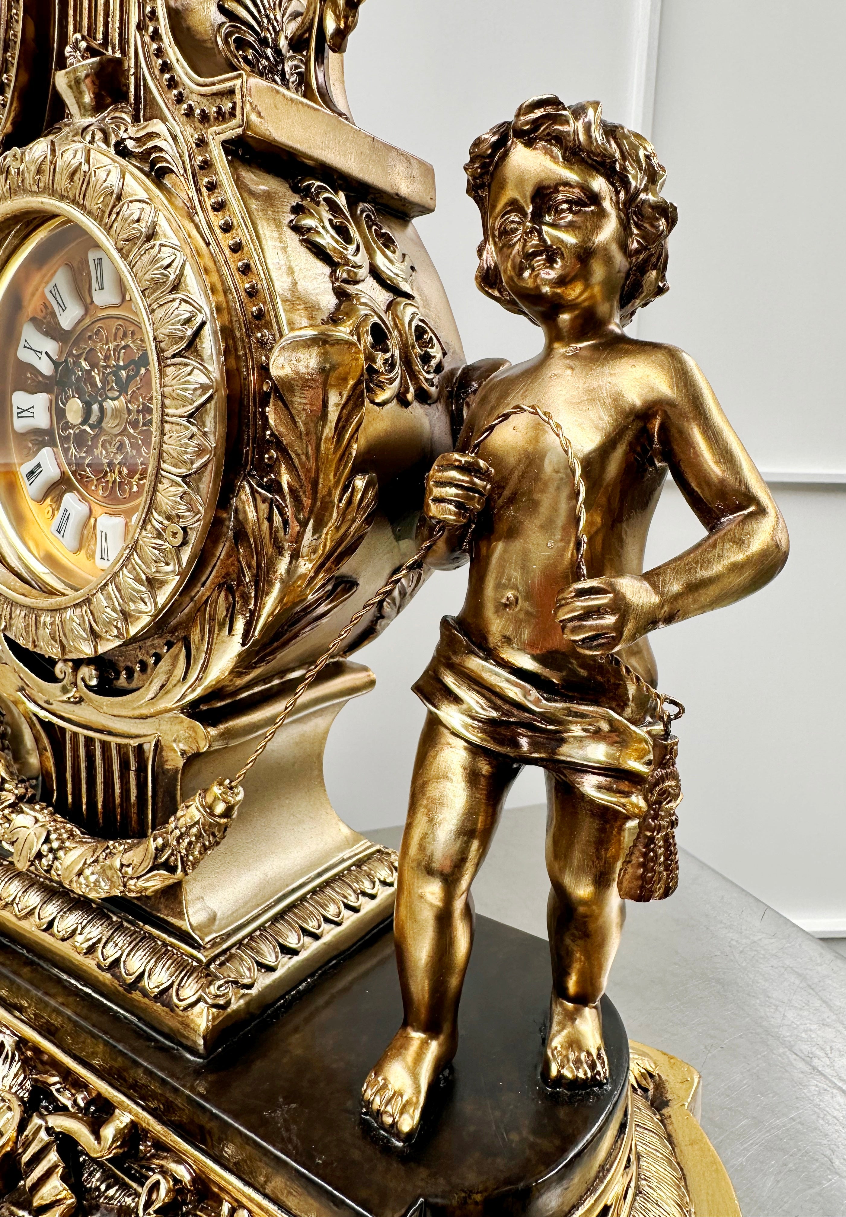 Vintage Figural Cherub Cupid Eagle Battery Mantel Clock | Adelaide Clocks