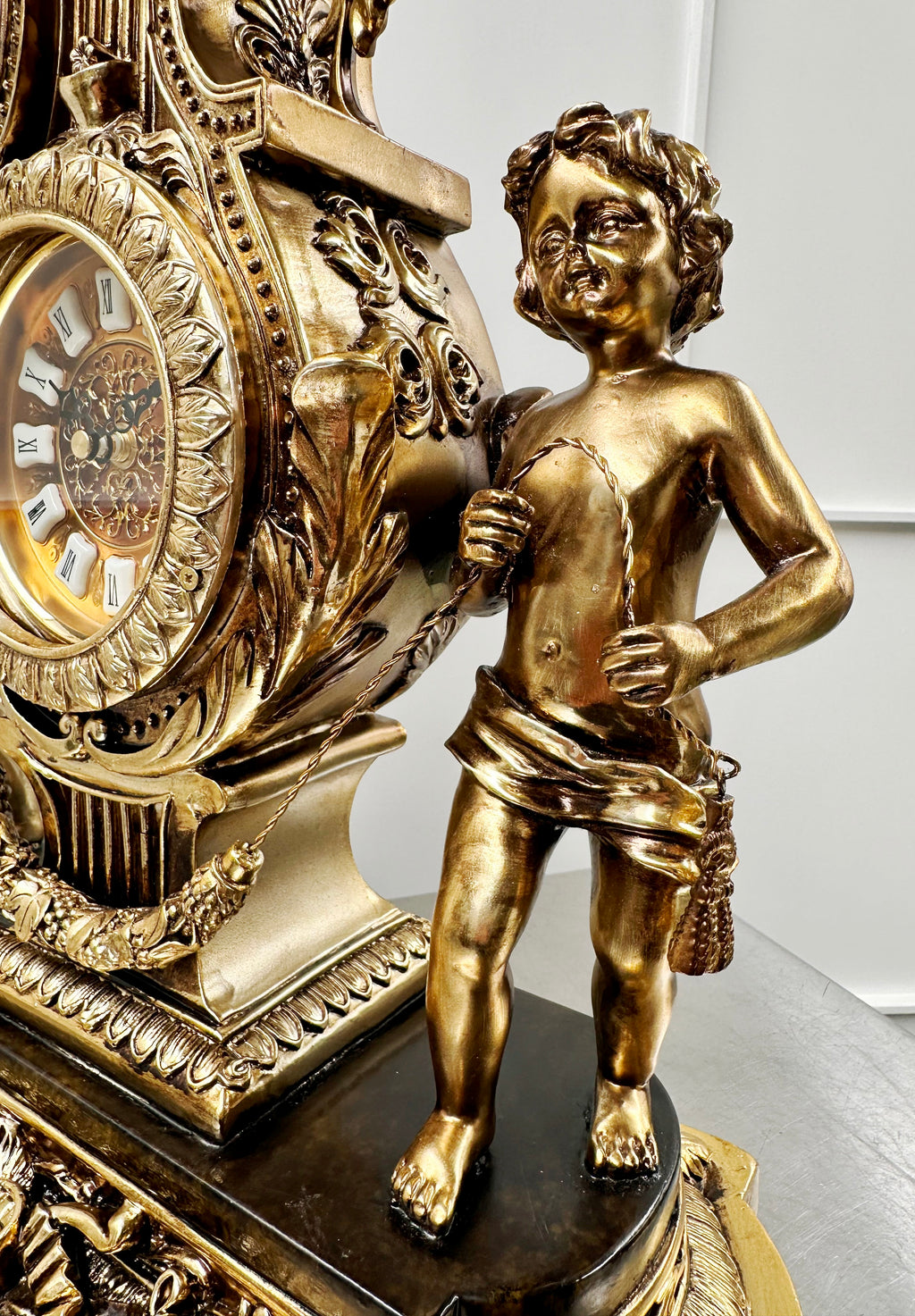 Vintage Figural Cherub Cupid Eagle Battery Mantel Clock | Adelaide Clocks