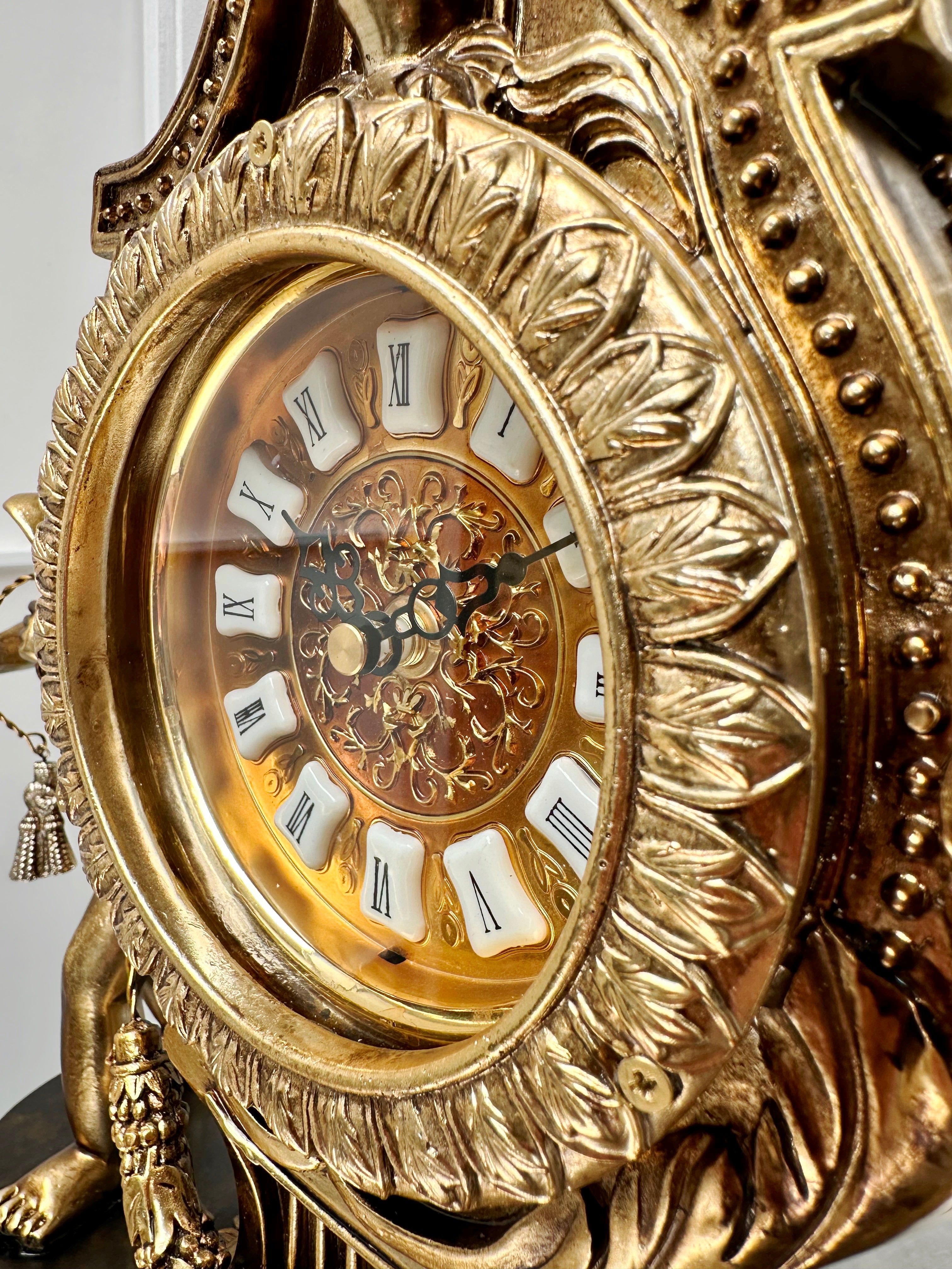Vintage Figural Cherub Cupid Eagle Battery Mantel Clock | Adelaide Clocks