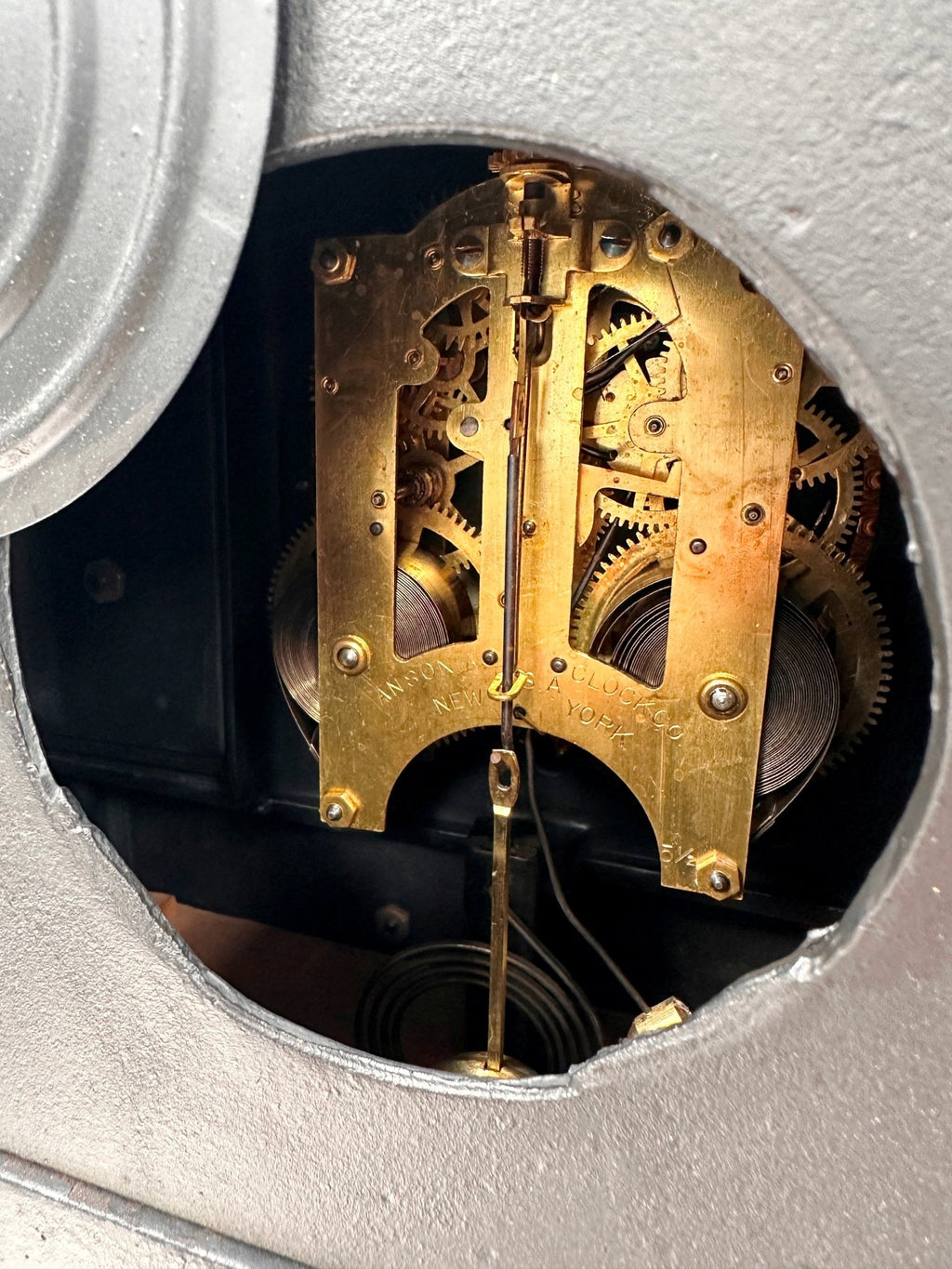 Antique Cast Iron Ansonia Hammer on Coil Chime Mantel Clock | Adelaide Clocks