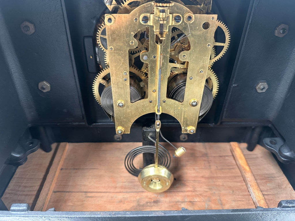 Antique Cast Iron Ansonia Hammer on Coil Chime Mantel Clock | Adelaide Clocks