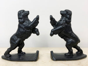 Vintage Pair Cocker Spaniel Dog Cast Iron Black Bookends | eXibit collection