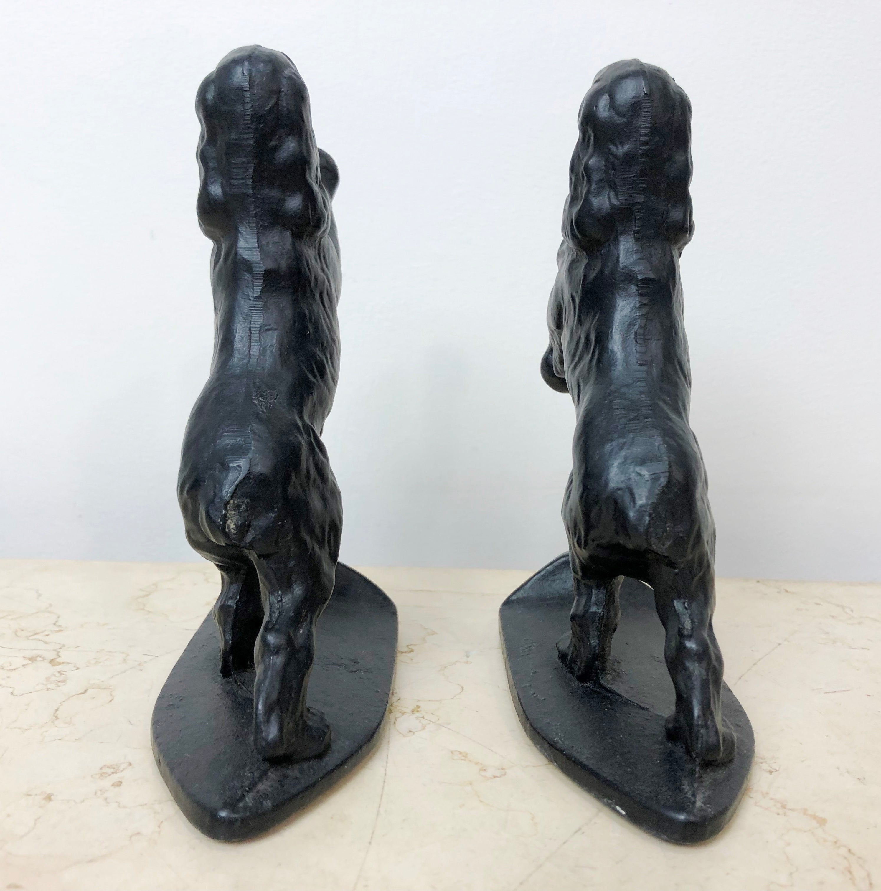Vintage Pair Cocker Spaniel Dog Cast Iron Black Bookends | eXibit collection