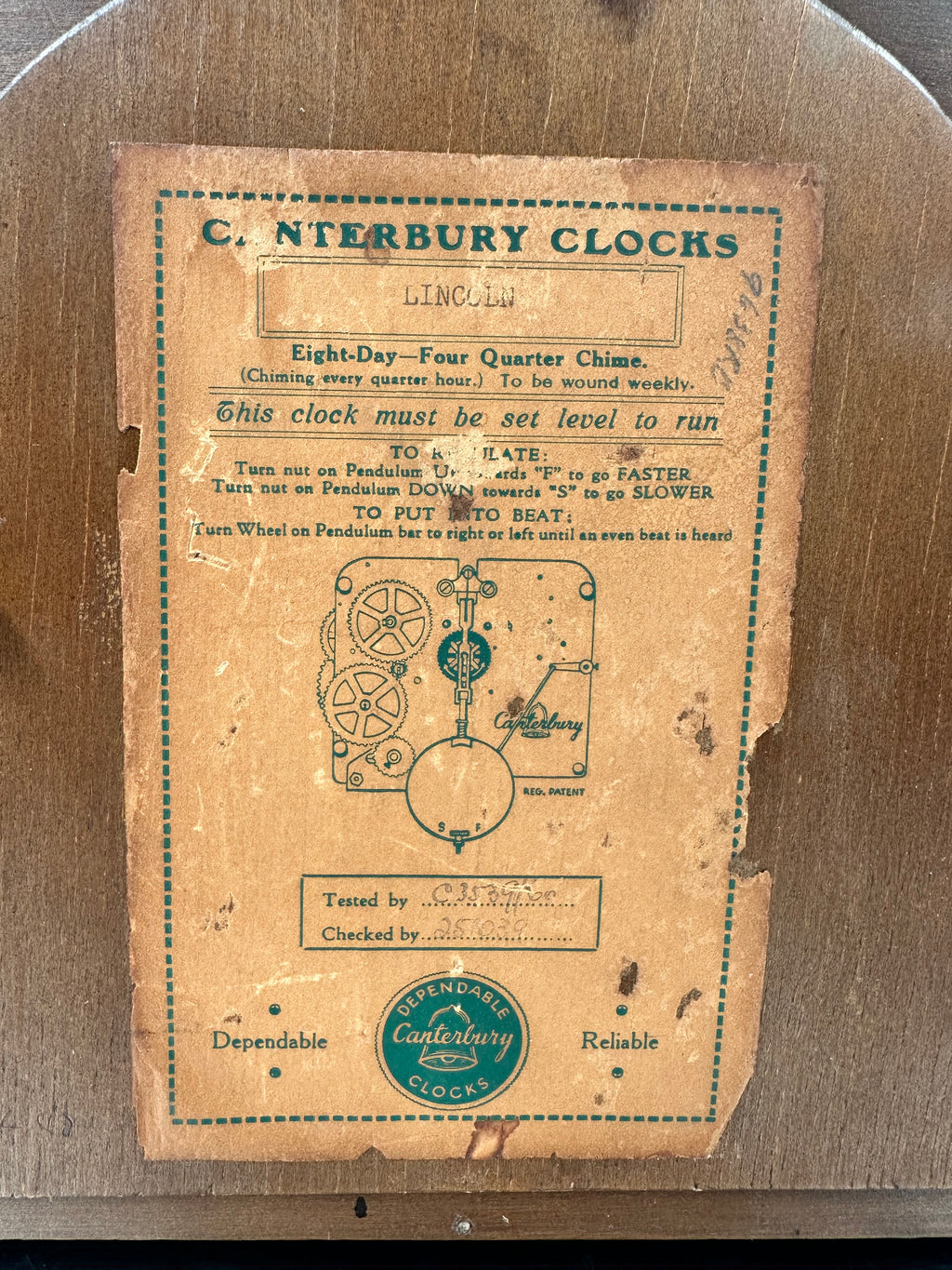 Vintage Canterbury Lincoln WESTMINSTER Chime Mantel Clock | Adelaide Clocks