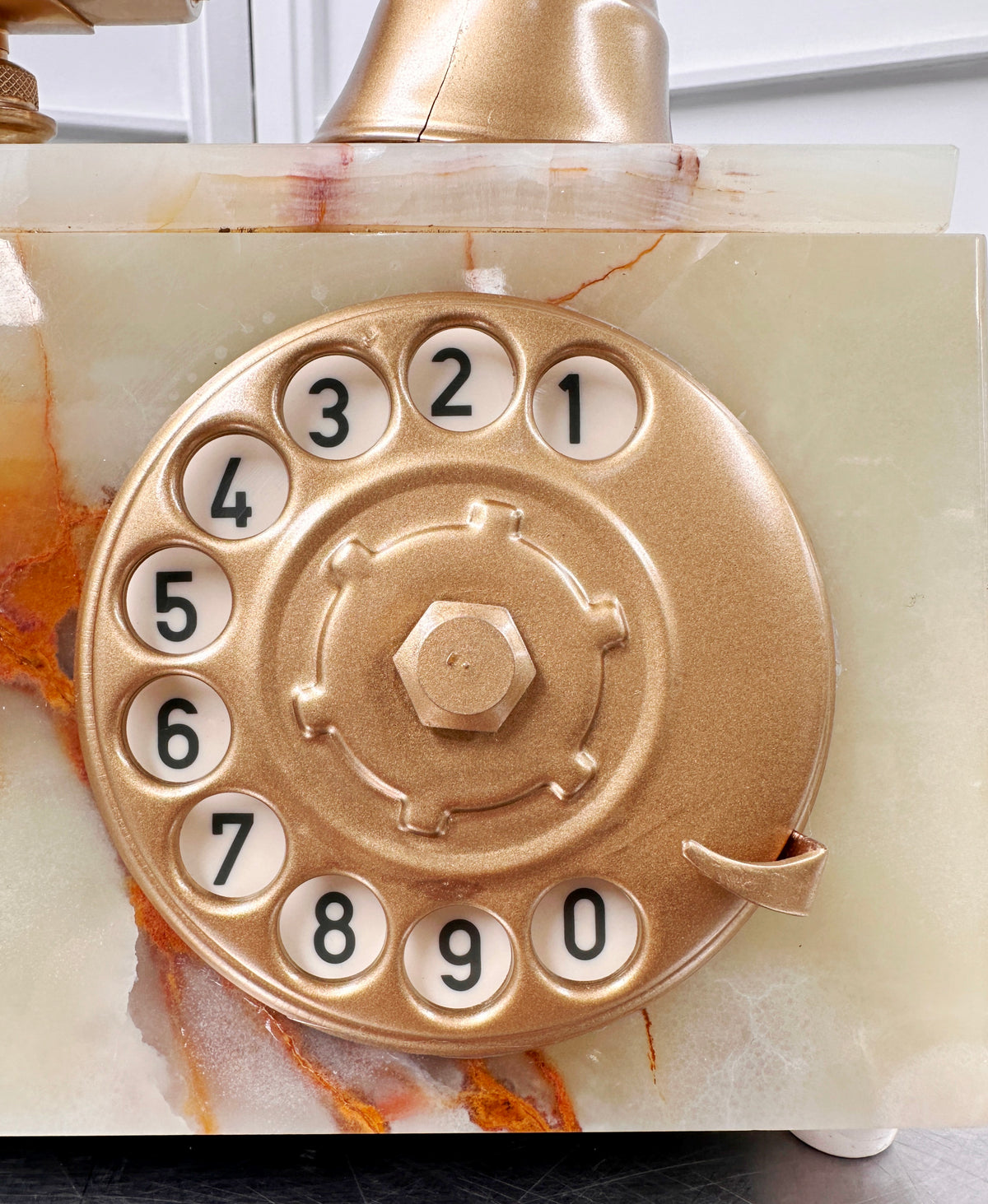 Original Vintage Rotary Marble Desk Table Phone with Clock | Adelaide Clocks