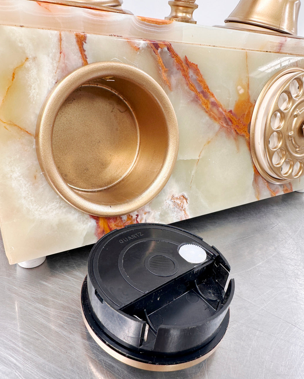 Original Vintage Rotary Marble Desk Table Phone with Clock | Adelaide Clocks