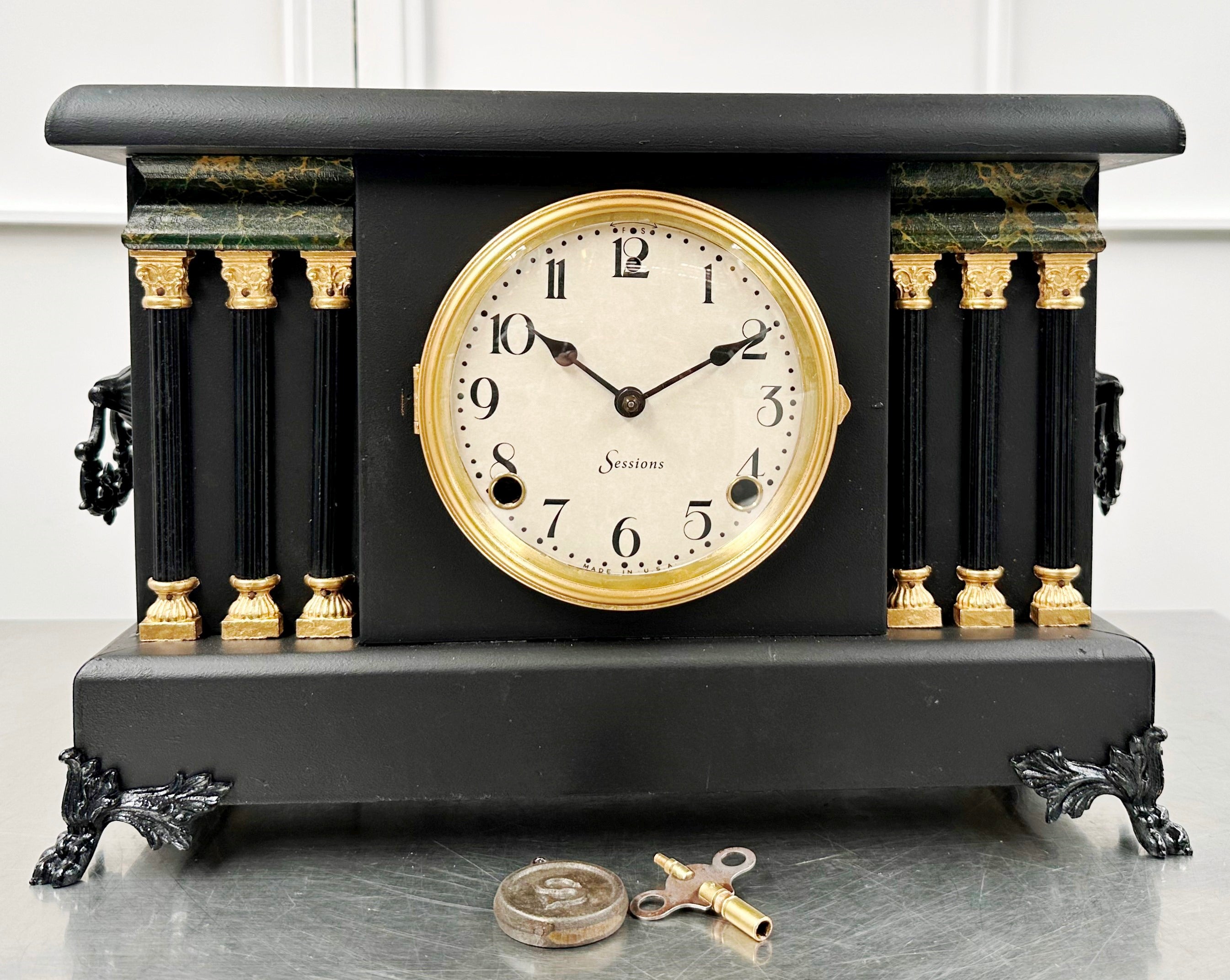 Antique Sessions Hammer on Coil Strike Mantel Clock | Adelaide Clocks