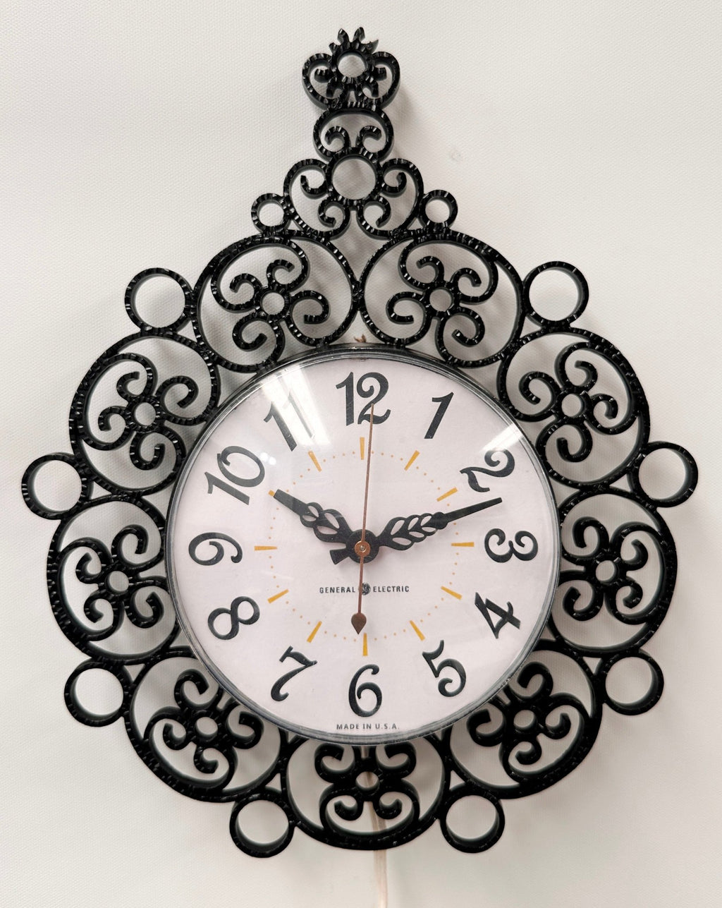 Vintage Bakelite Black Figural General Electric Wall Clock Made in USA | Adelaide Clocks