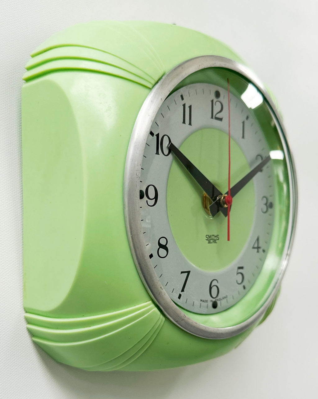 Vintage Green Bakelite Smiths Sectric Kitchen Wall Clock | Adelaide Clocks