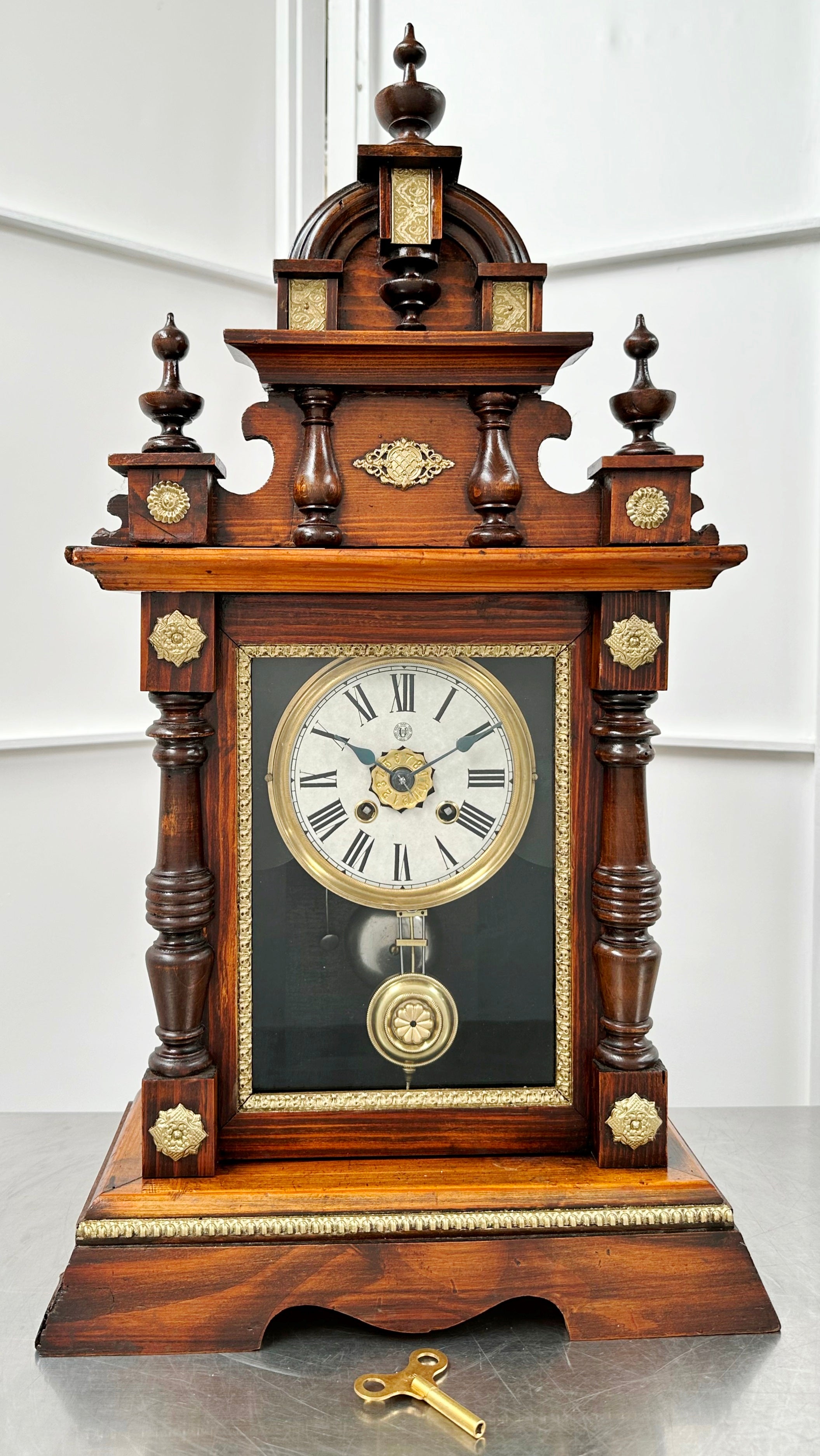 Antique UUU Union Clock Co. Daily Wind Alarm Mantel Clock | Adelaide Clocks